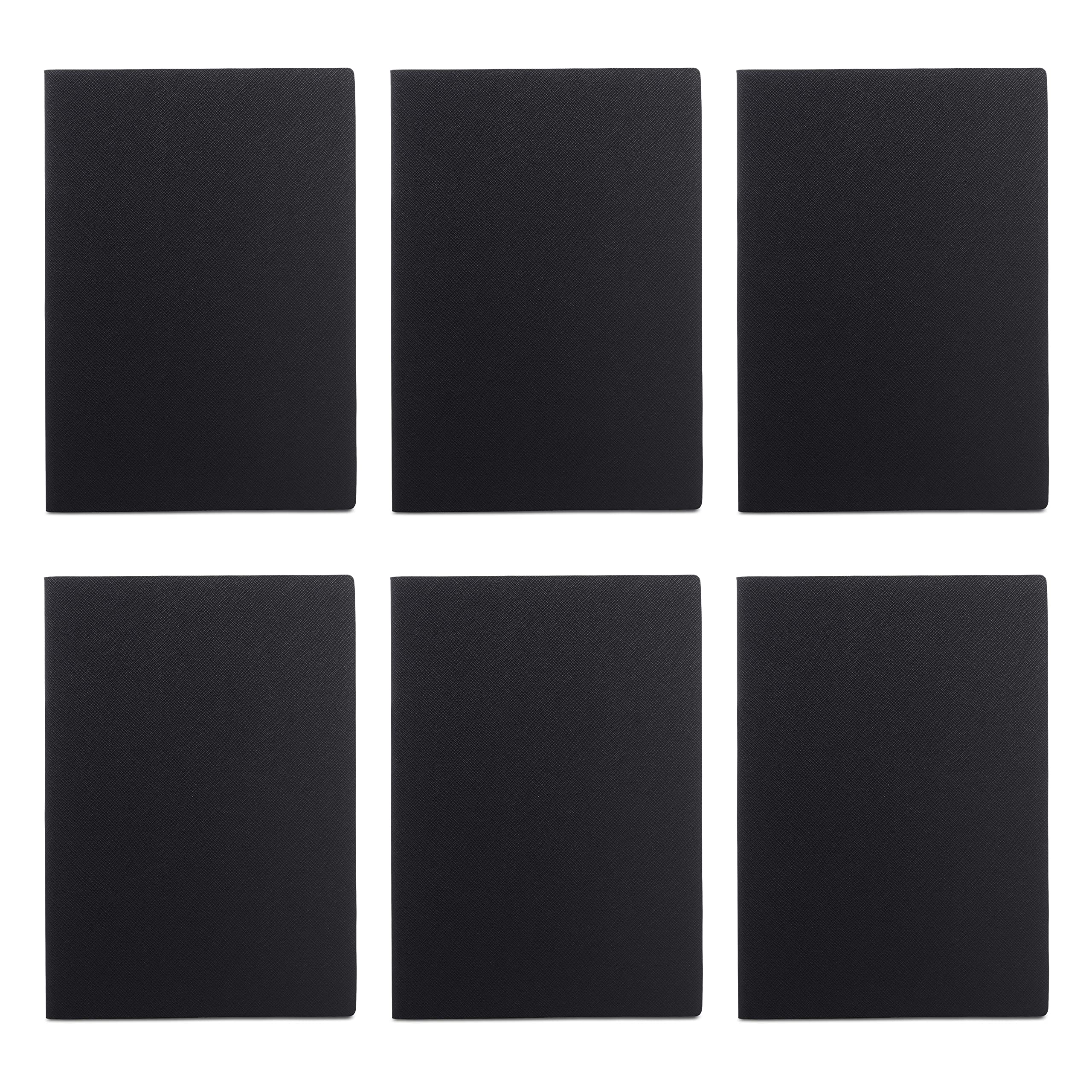 6 Pack Charleston Soft Bound Journals - Ivory Paper with Dotted & Lined Pages, Includes Bookmark Ribbon - Perfect for Writing, Sketching & Note Taking (Black)