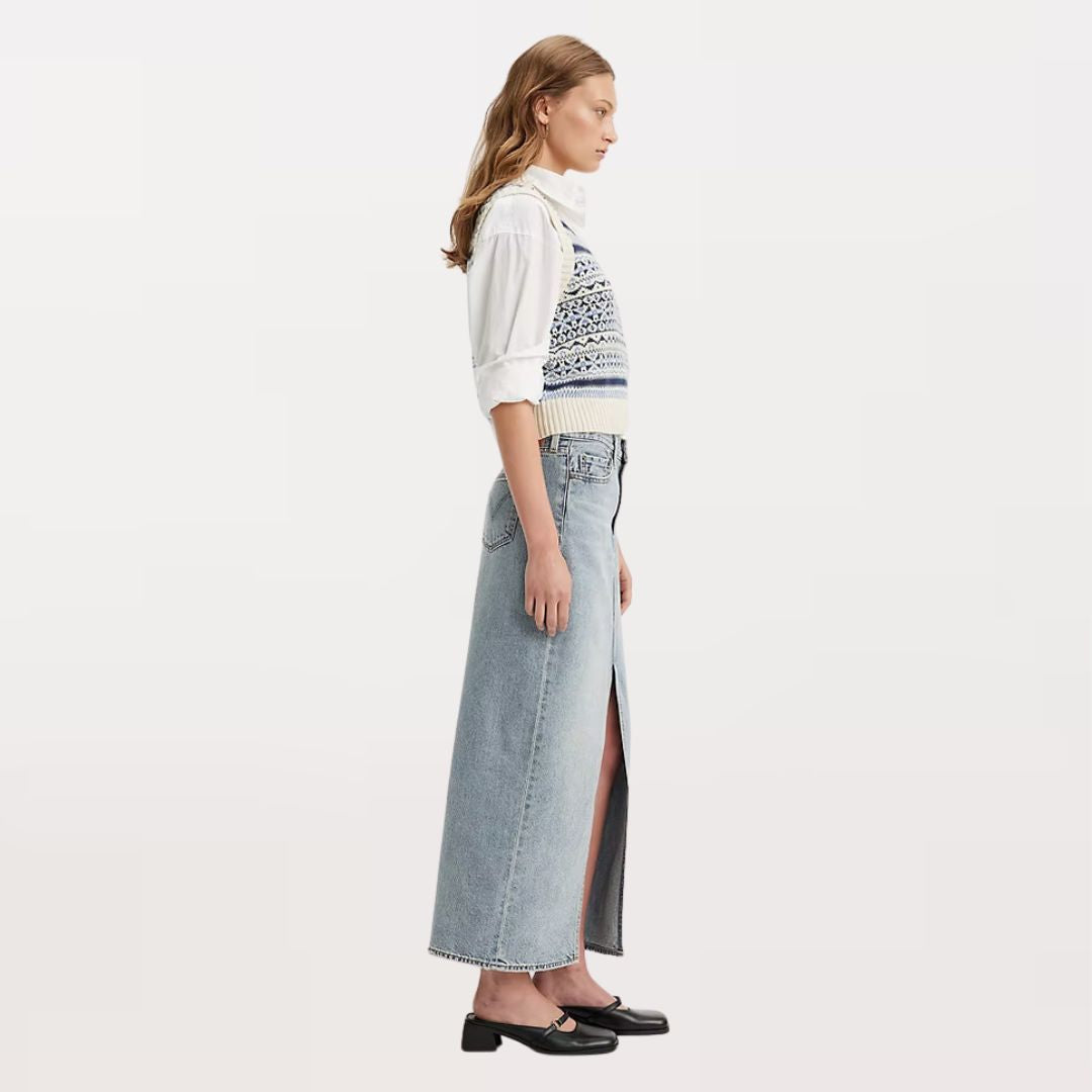 Elegant Ankle-Length Column Skirt for Women - Flowy High Waist Maxi Skirt with Slit - Perfect for Office, Party & Summer Outfits