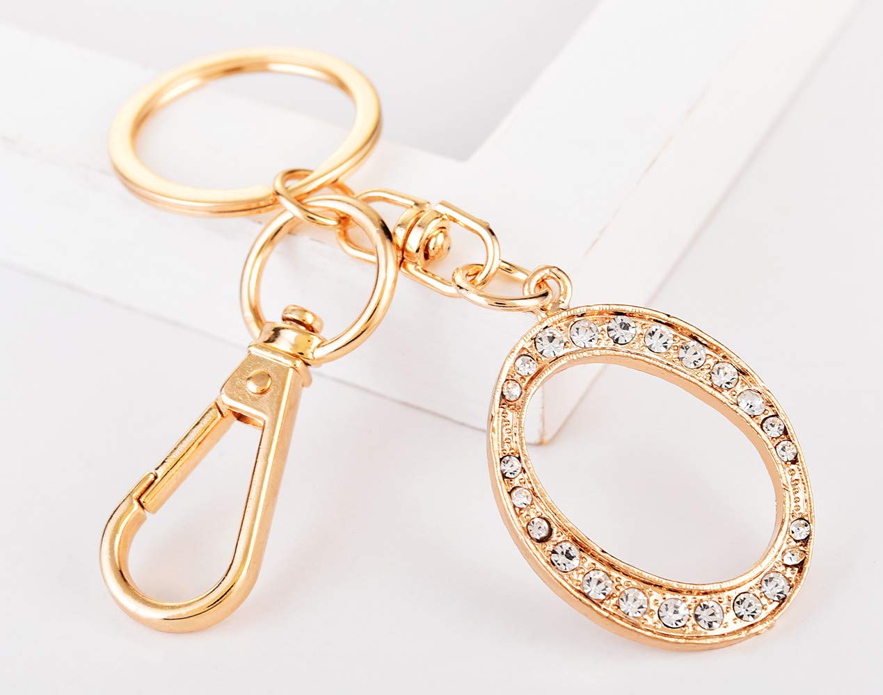 AlphaAcc Crystal Alphabet Initial Letter Keychain for Women - Elegant Purse Charms & Handbag Accessories with Key Ring - Perfect for Gifts, Everyday Carry, and Personalizing Bags