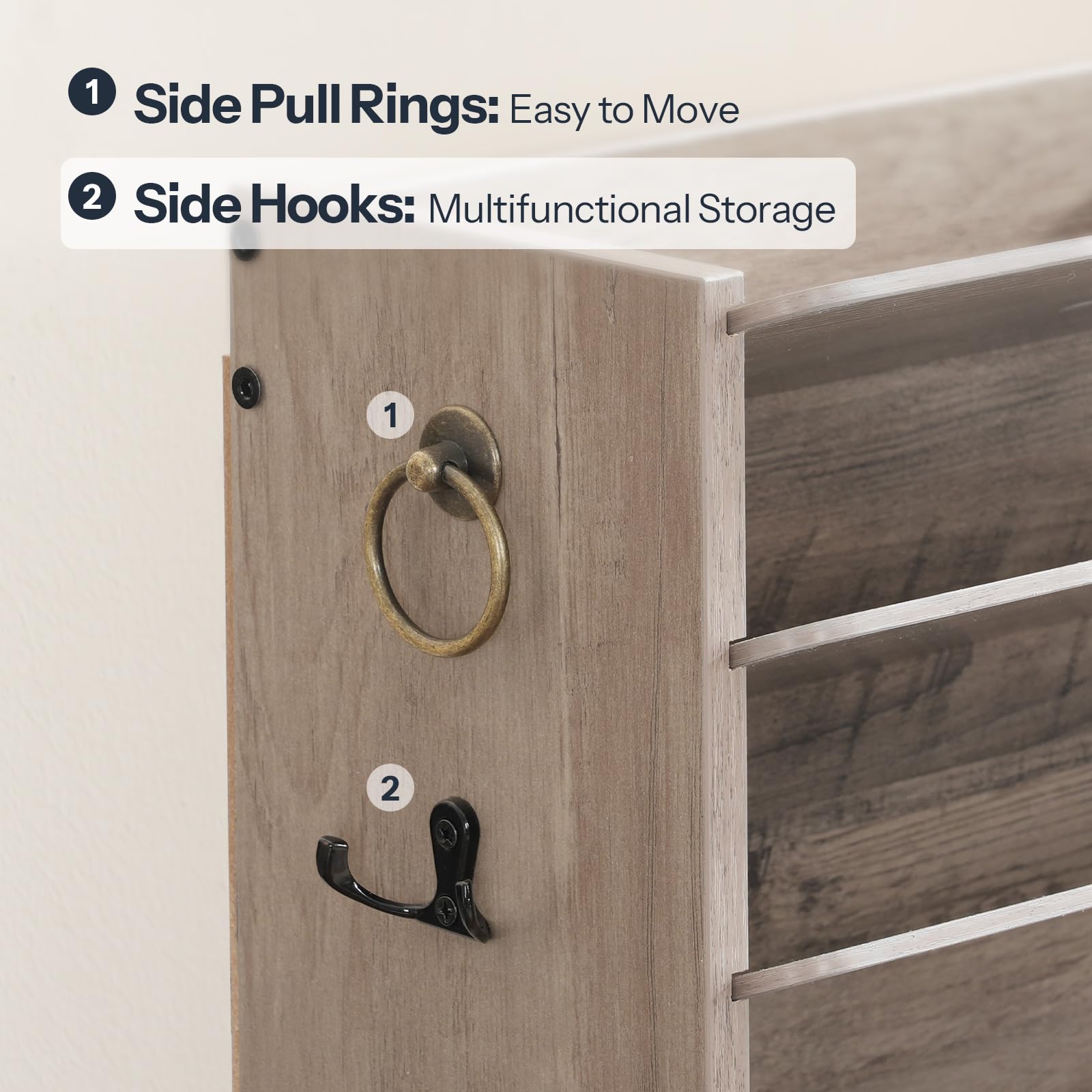 HOOBRO Wooden Wall File Organizer with Drawer & Hooks - Mail, Literature & Construction Paper Storage - Space Saving Office, Classroom & Home Organization (Greige BG14WF01) - Perfect for Desk, Wall & Workspace Organization