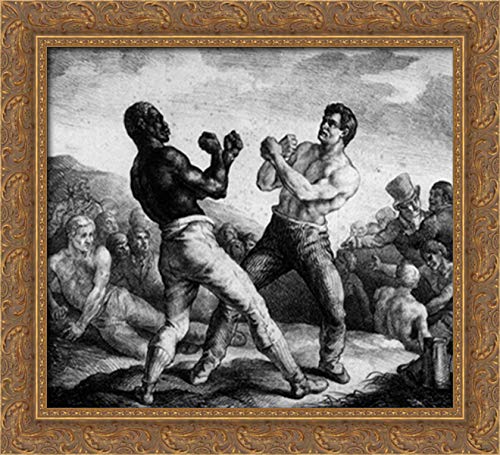 22x20 Gold Ornate Wood Framed Canvas Art Boxers by Theodore Gericault - Perfect for Living Room, Bedroom & Office Wall Decor