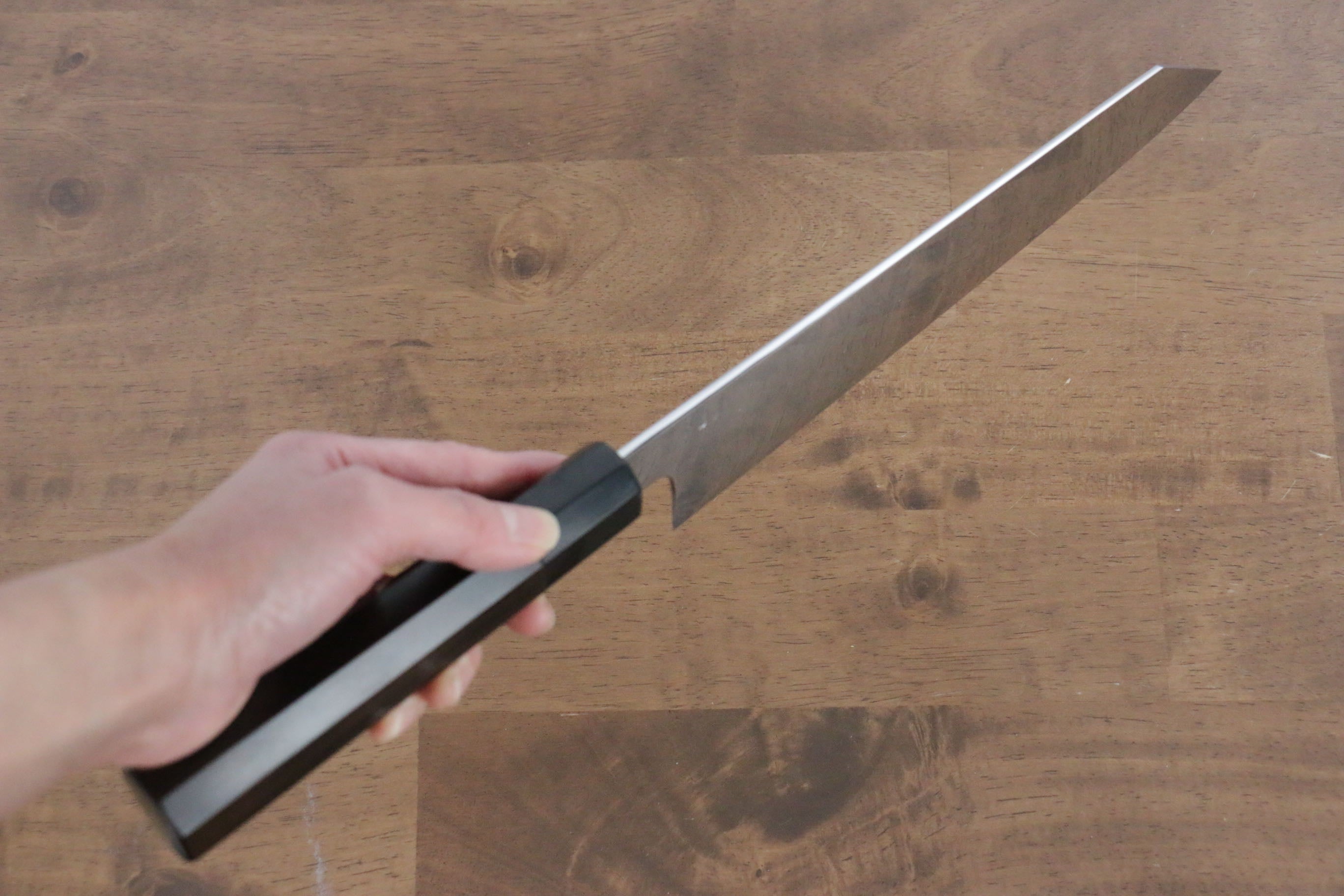 Premium Jikko Fujisan Honyaki White Steel No.3 Kiritsuke Gyuto Knife 240mm - Japanese Chef Knife with Mirrored Finish & Ebony Wood Handle - Perfect for Sushi, Sashimi, and Precision Cutting in Professional Kitchens
