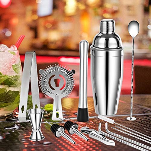 Premium 14-Piece Cocktail Shaker Set - Professional Bartender Kit with Stainless Steel Mixing Tools for Home Bars, Parties & Mixology Enthusiasts | Perfect for Margaritas, Martinis & Craft Cocktails