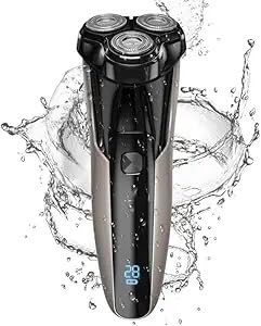 Premium Rechargeable Electric Razor for Men - Rotary Shaver with Pop-Up Trimmer, Wet & Dry Use, Travel Case Included (Black) - Perfect for Home, Travel & Gym Grooming