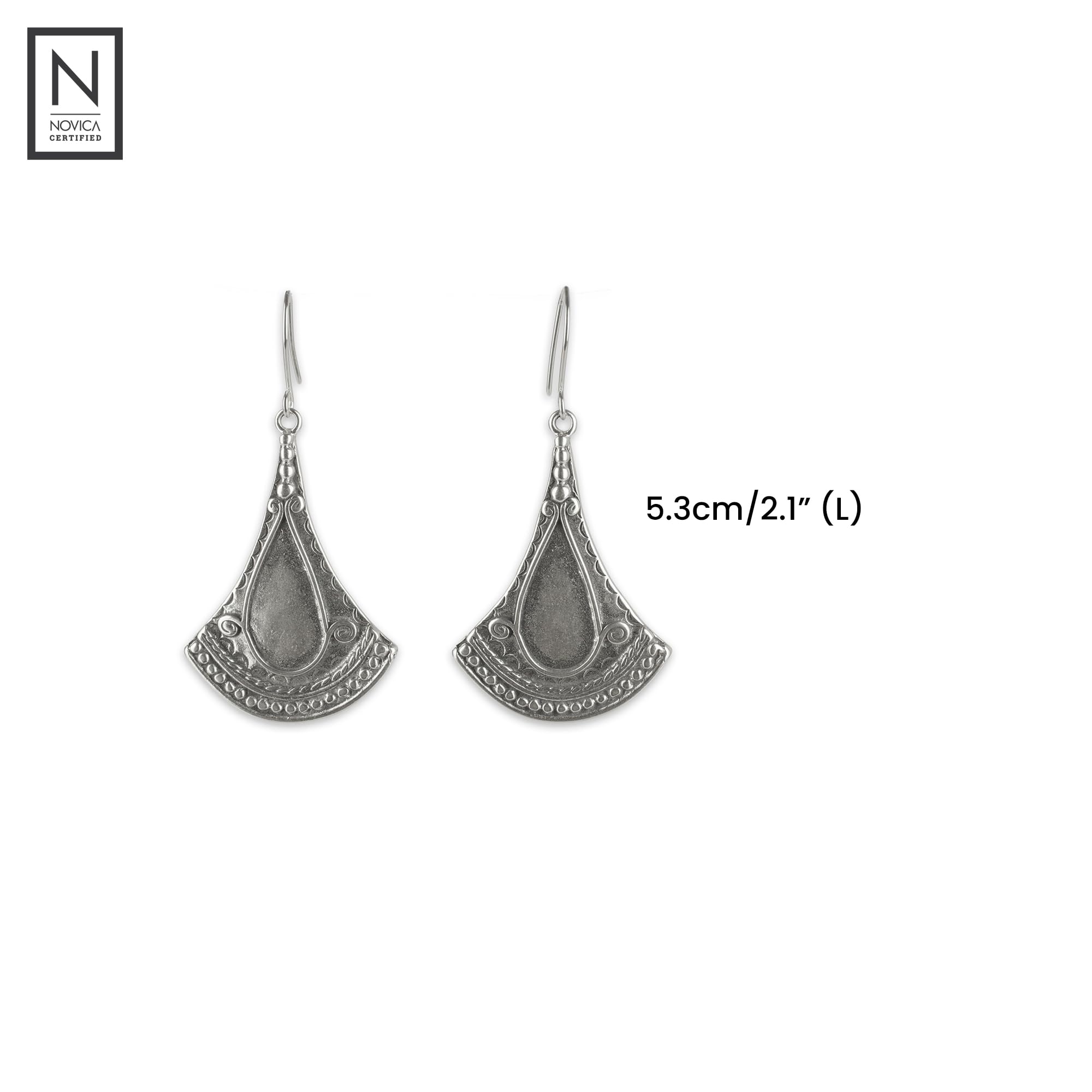 Handmade Sterling Silver Dangle Earrings - Hypoallergenic French Hook Earrings with Fan Design | Nickel-Free Mexican Artisan Jewelry | Perfect for Parties, Weddings & Special Occasions