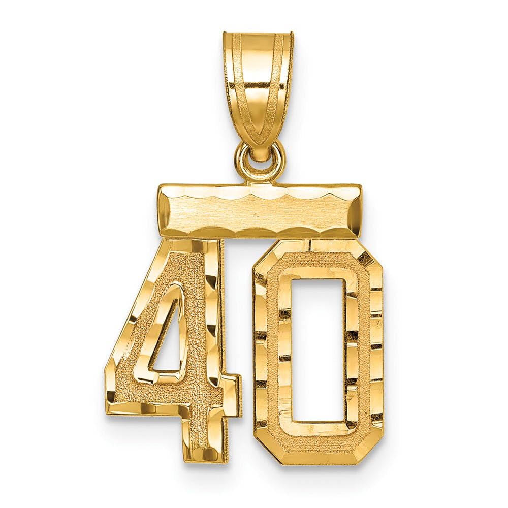 The Black Bow 14k Yellow Gold Varsity Collection Small D/C Pendant Number 40 - Perfect for Everyday Elegance and Special Occasions