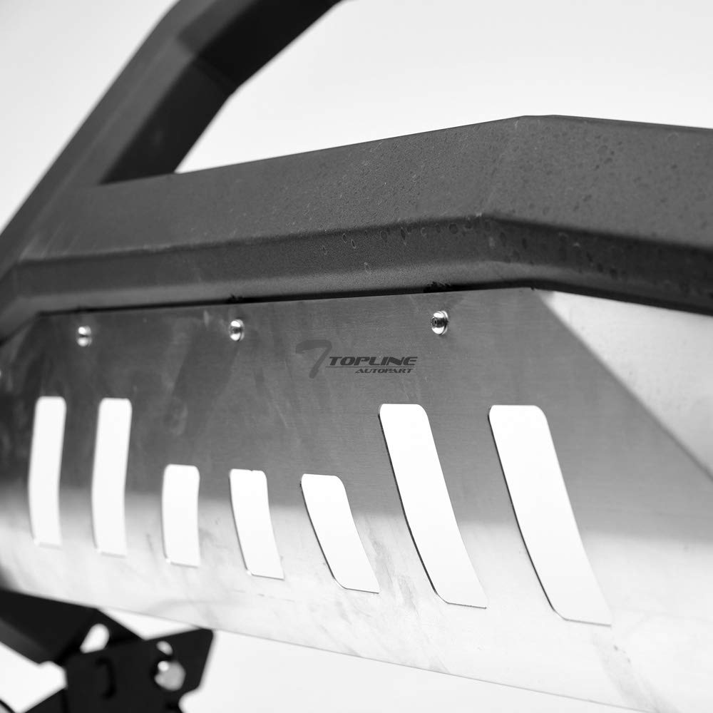 2011-2013 Dodge Durango & 2011-2015 Jeep Grand Cherokee Matte Black AVT Style Bull Bar with Stainless Steel Skid Plate - Heavy Duty Front Grille Guard for Off-Road Protection & Truck Accessories
