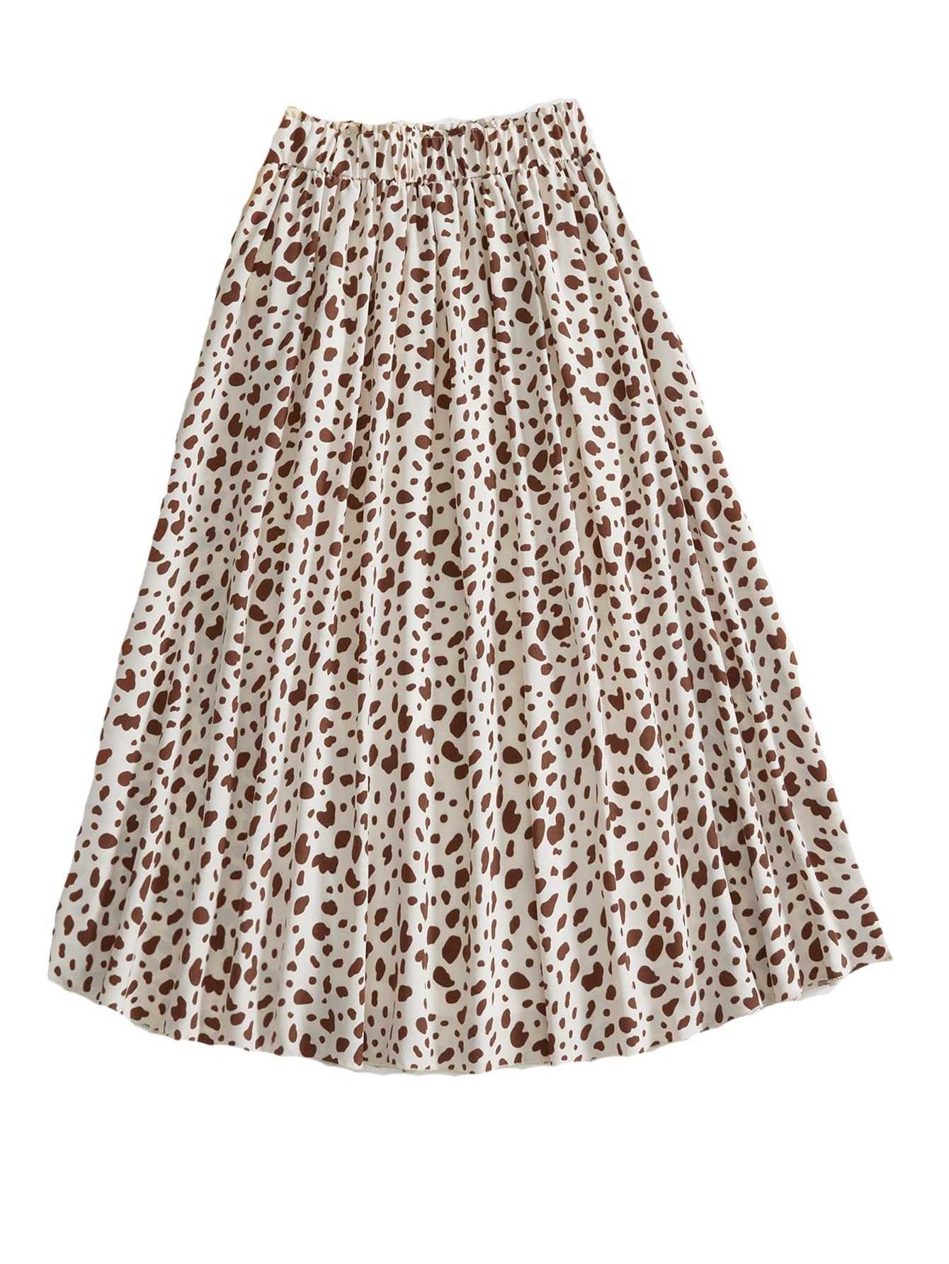 Milumia Women's Vintage Dalmatian Print A-Line High Waist Flare Flowy Midi Skirt for Casual Outfits & Summer Dresses | Retro Style Skirt for Women