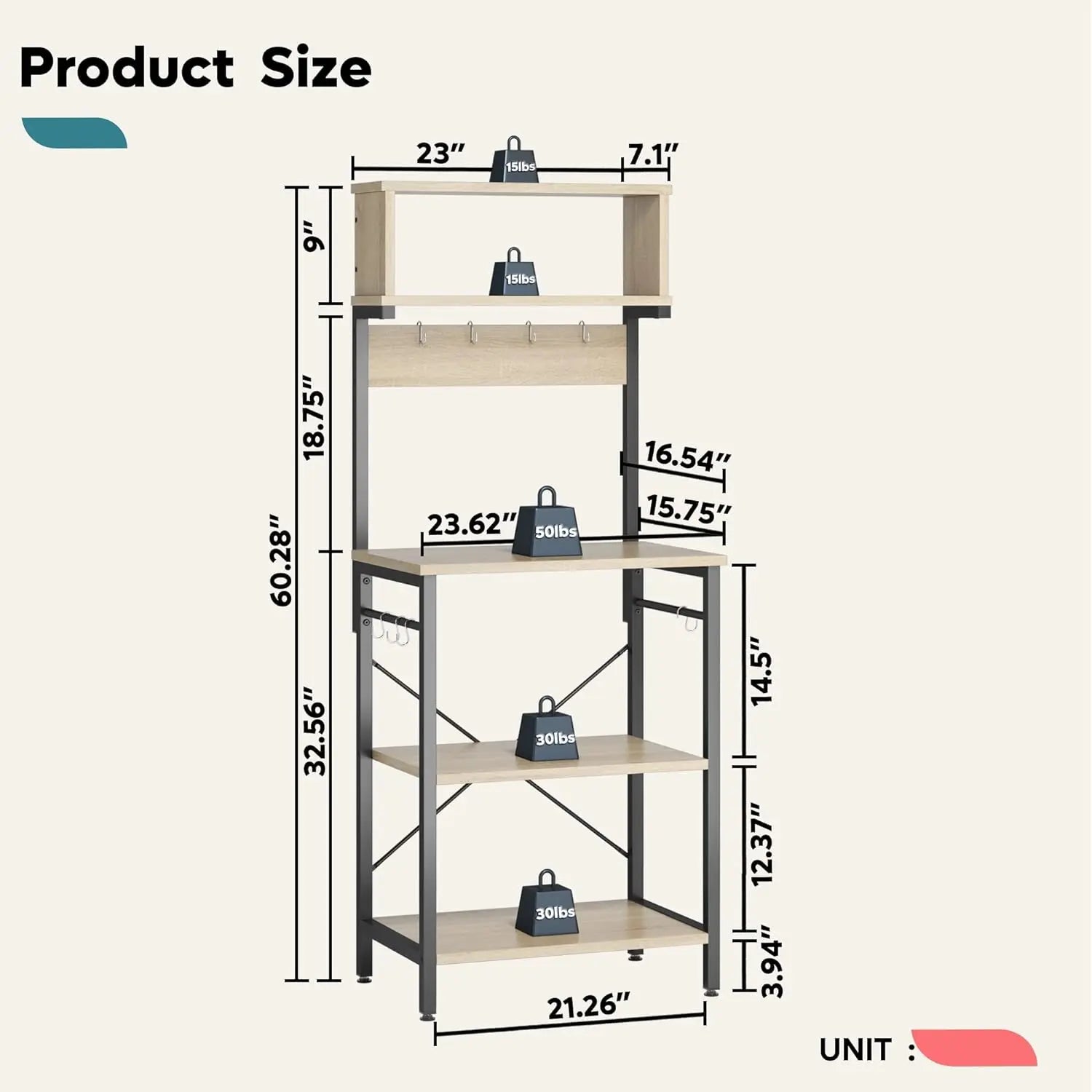 Bestier 5-Tier Microwave Stand with Storage - Space Saving Kitchen Organizer, Coffee Bar Table for Small Apartments - Perfect for Kitchen Counter, Pantry or Dorm Room Organization