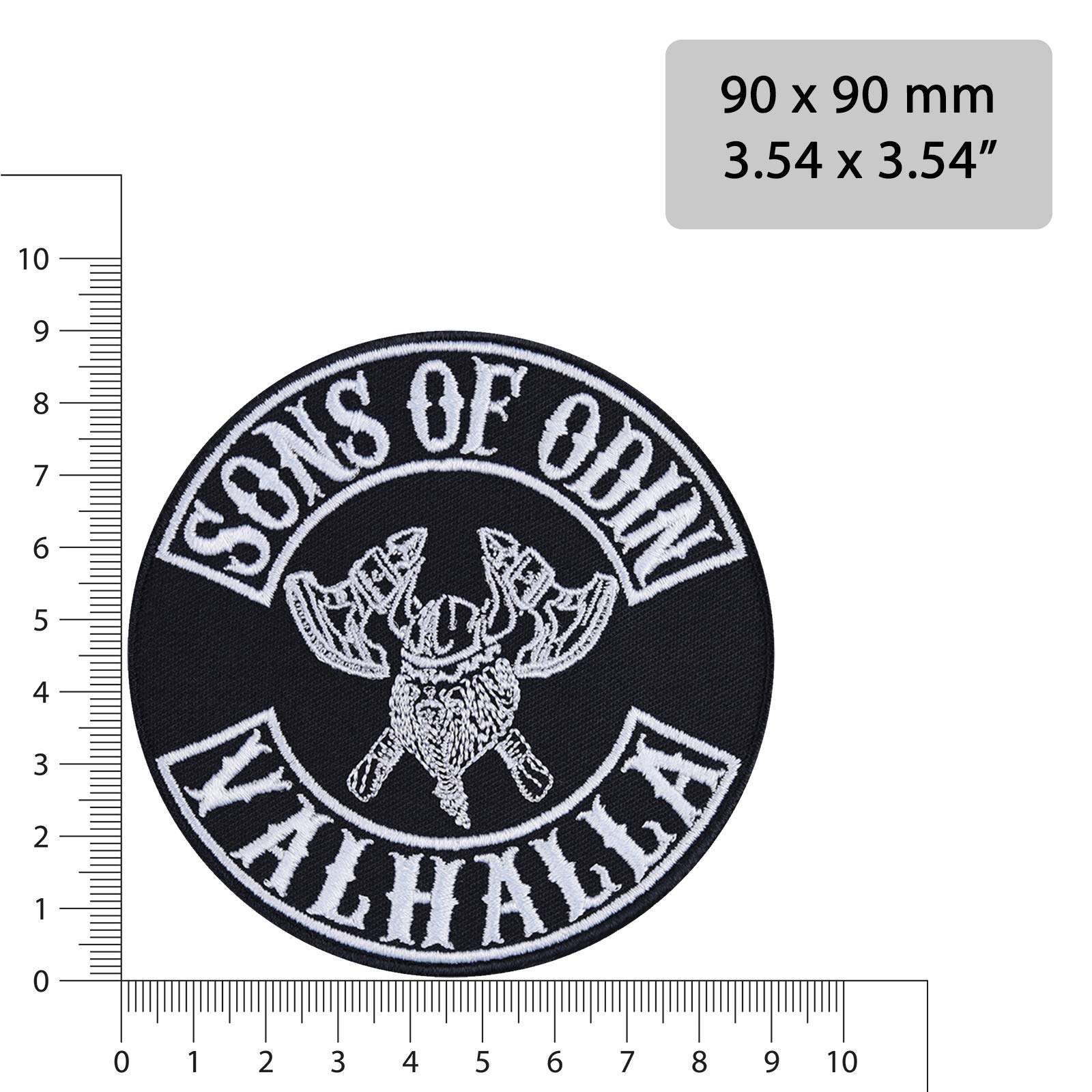 Sons of Odin Valhalla Iron-On & Sew-On Viking Patches for Bikers, Motorcycle Riders, Jackets & Jeans | 3.54x3.54 Inch Embroidered Applique | Perfect for Motorcycle Gear, Viking Costumes & DIY Crafts