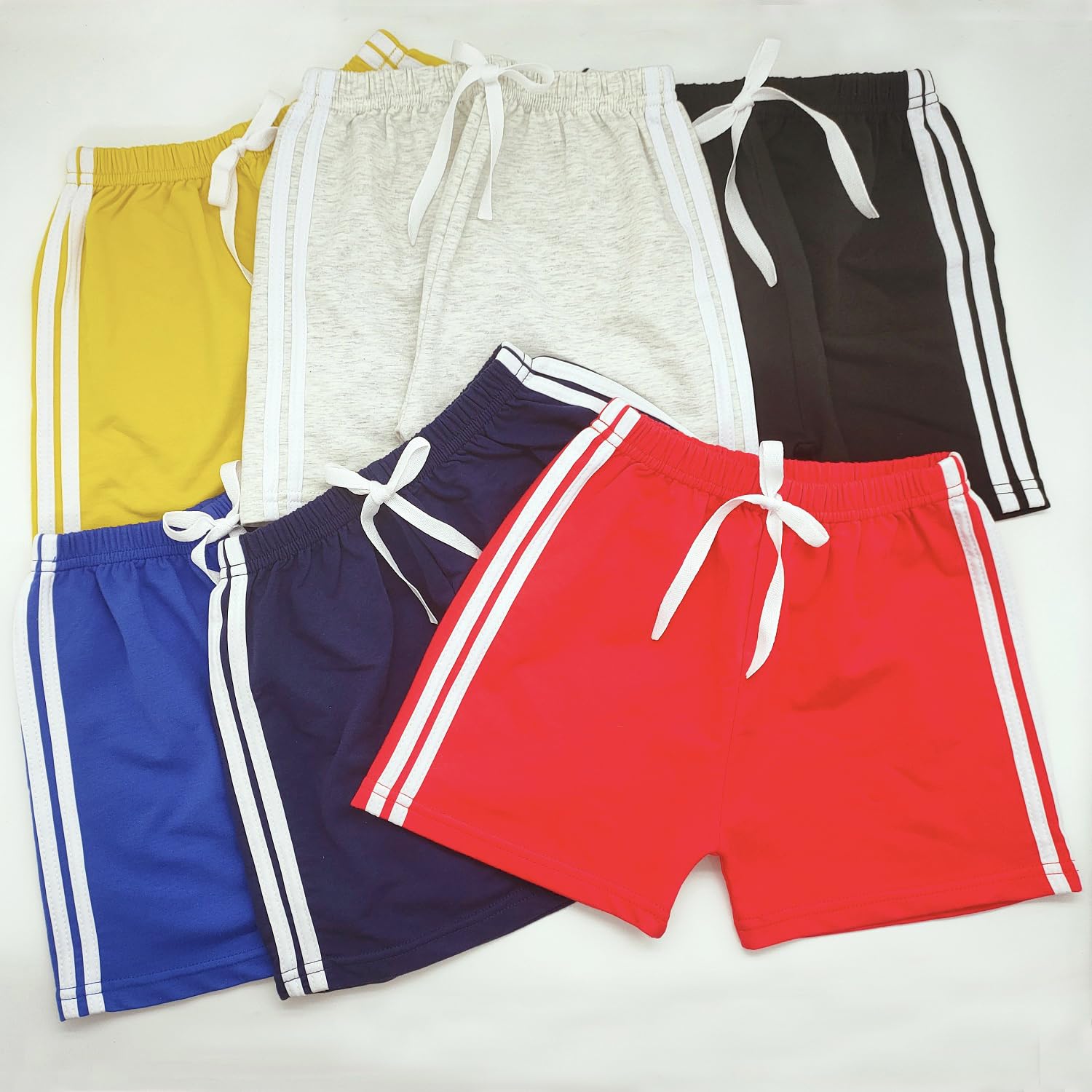 **Boys Girls Active Running Shorts 3-Pack - Athletic Toddler Shorts with Stripe for Summer Sports & Play - Perfect for Jogging, Playground & Outdoor Activities**