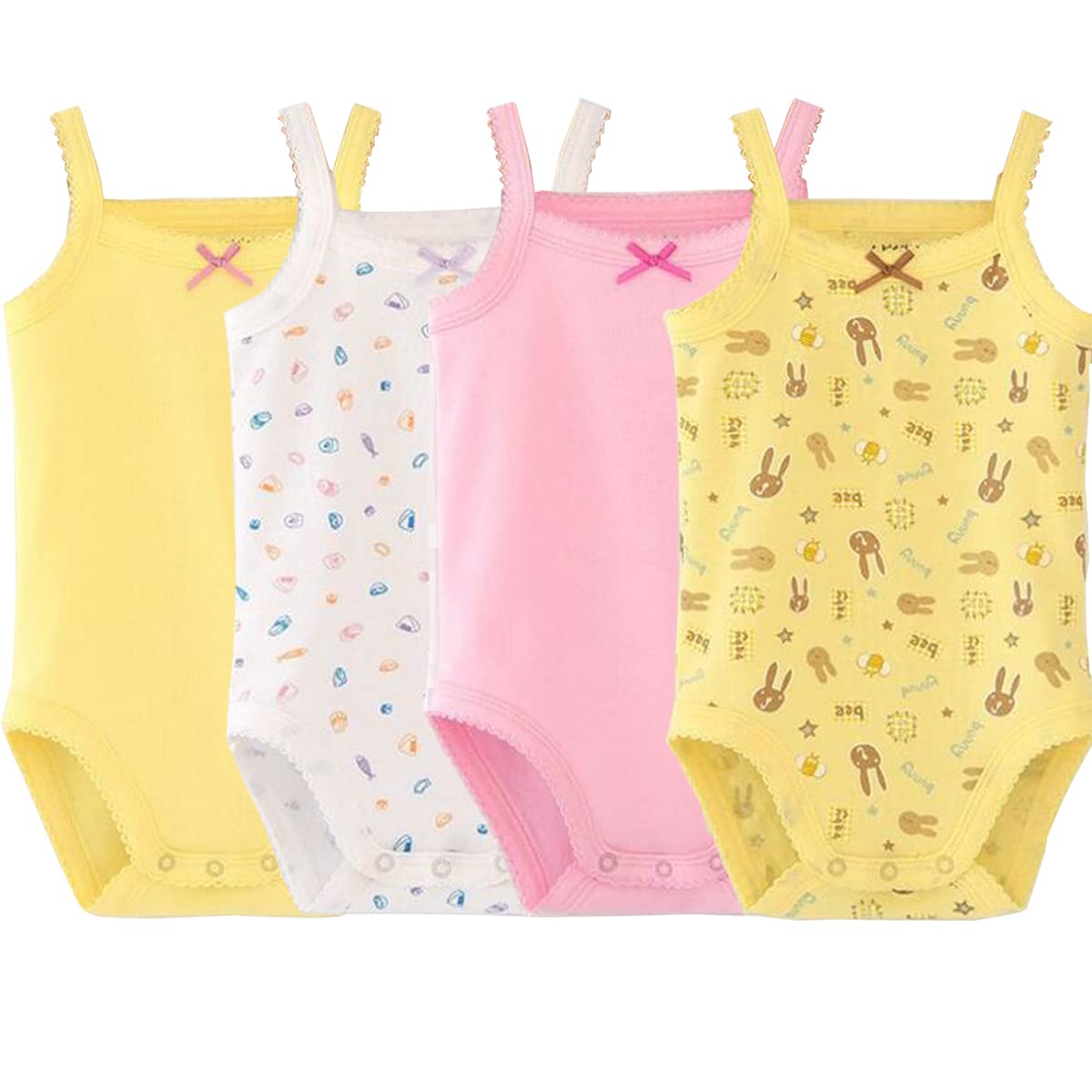 Baby Girls Spaghetti Strap Bodysuit - Sleeveless Cotton Tank Top Onesie (3-Pack) | Soft Summer Outfits for Infants & Toddlers | Playtime, Beach & Casual Wear