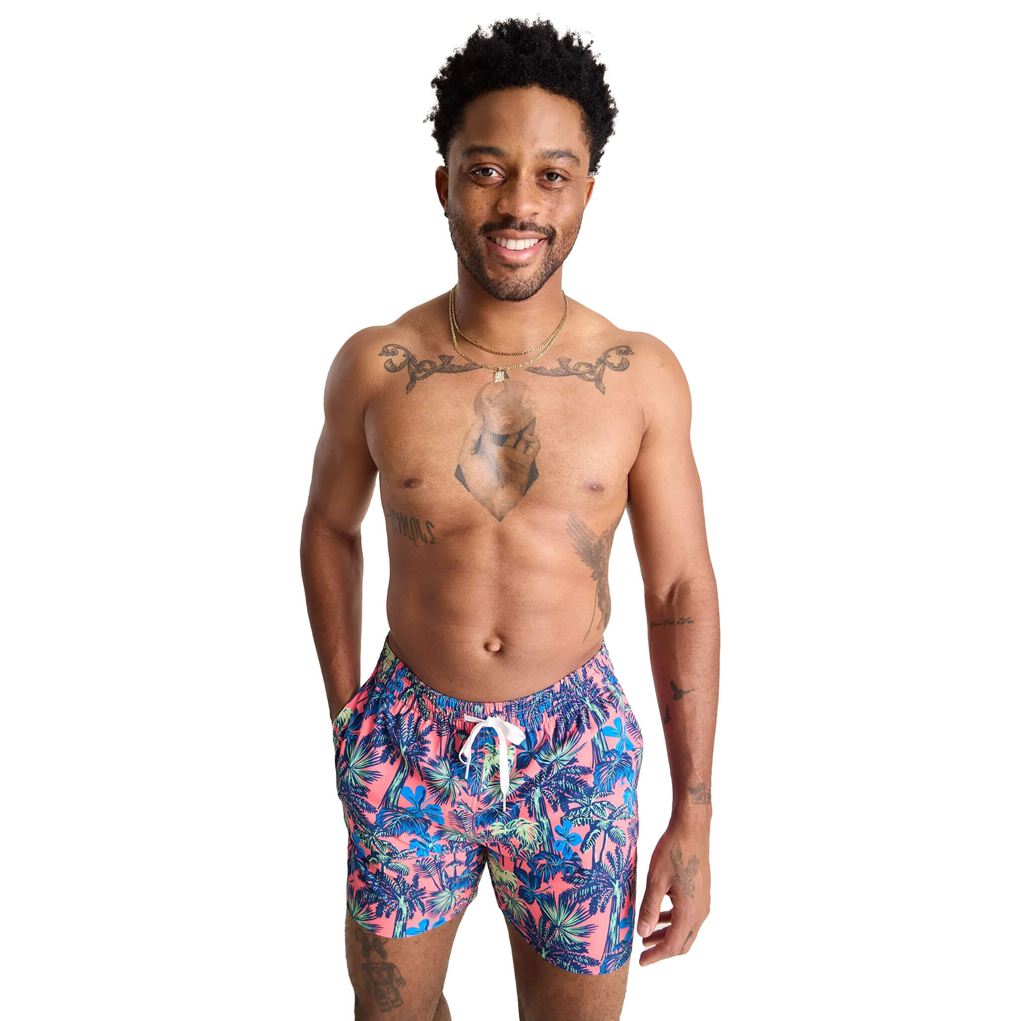 Chubbies 5.5 Inch The Wild Things Swim Trunks - Coral Color Quick-Dry Beach Shorts for Men | Perfect for Pool Party, Vacation & Summer Water Activities