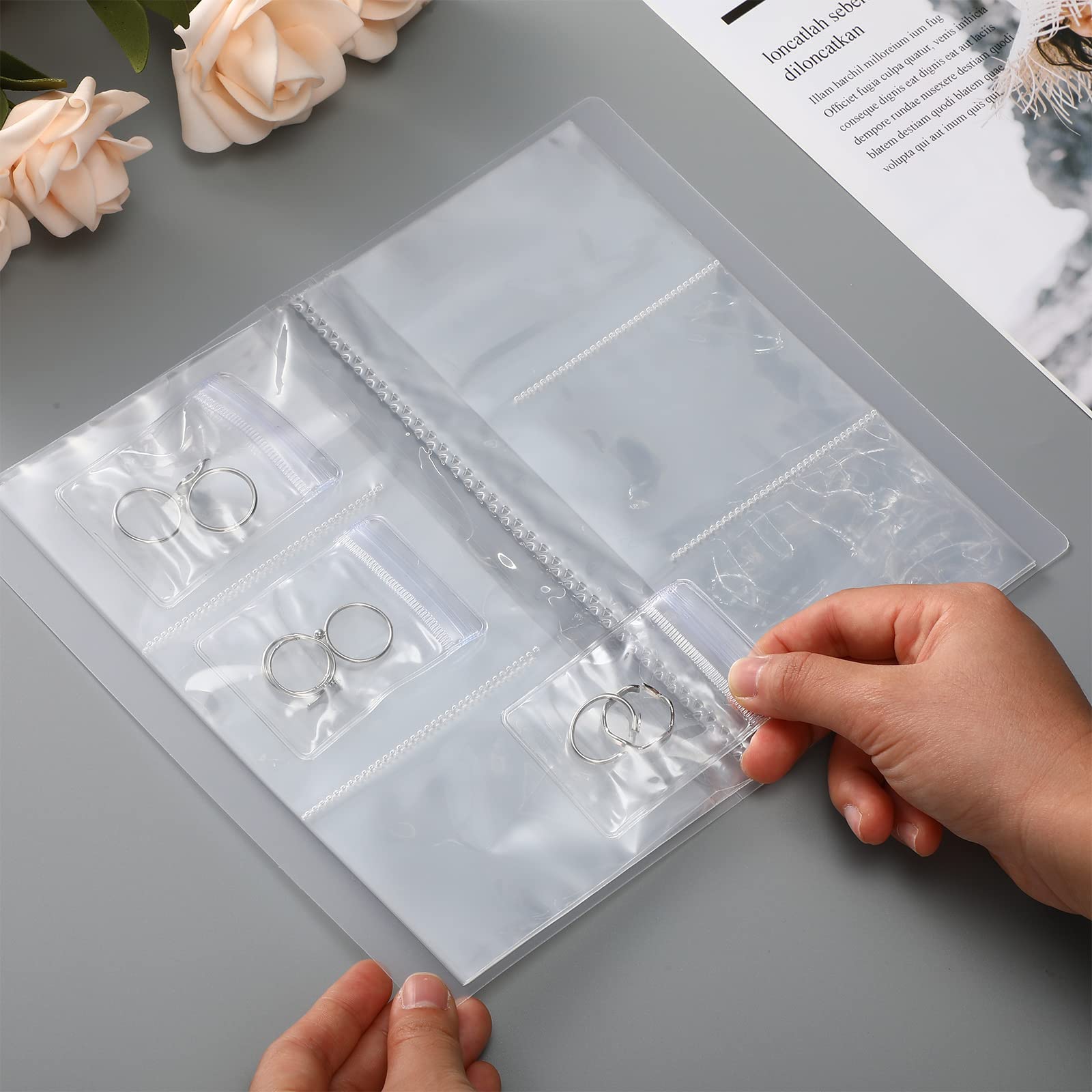 Outus 100 Pack Clear PVC Jewelry Bags with Zipper Lock - Small Transparent Plastic Storage Pouch for Jewelry, Rings, Earrings, Candy - Anti-Tarnish Sealable Packaging Bags for Retail, Gift Wrapping & Organizing