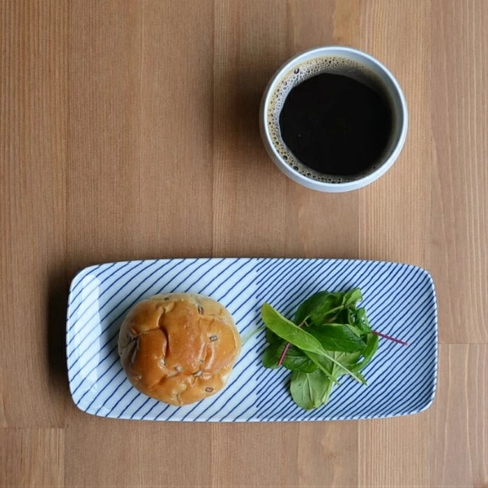 Premium Japanese Hasami Yaki Ceramic Plates Set of 2 - Handcrafted Striped Design for Dining & Serving | Elegant Tableware for Restaurants, Home Decor & Gift Giving