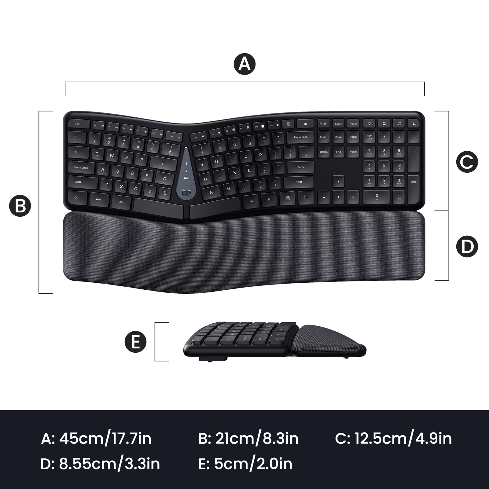 Wireless Ergonomic Split Keyboard with Wrist Rest & Cleaning Brush - 2.4G Comfortable Computer Keyboard for Windows PC & Laptops - Perfect for Office Work, Gaming & Long Typing Sessions