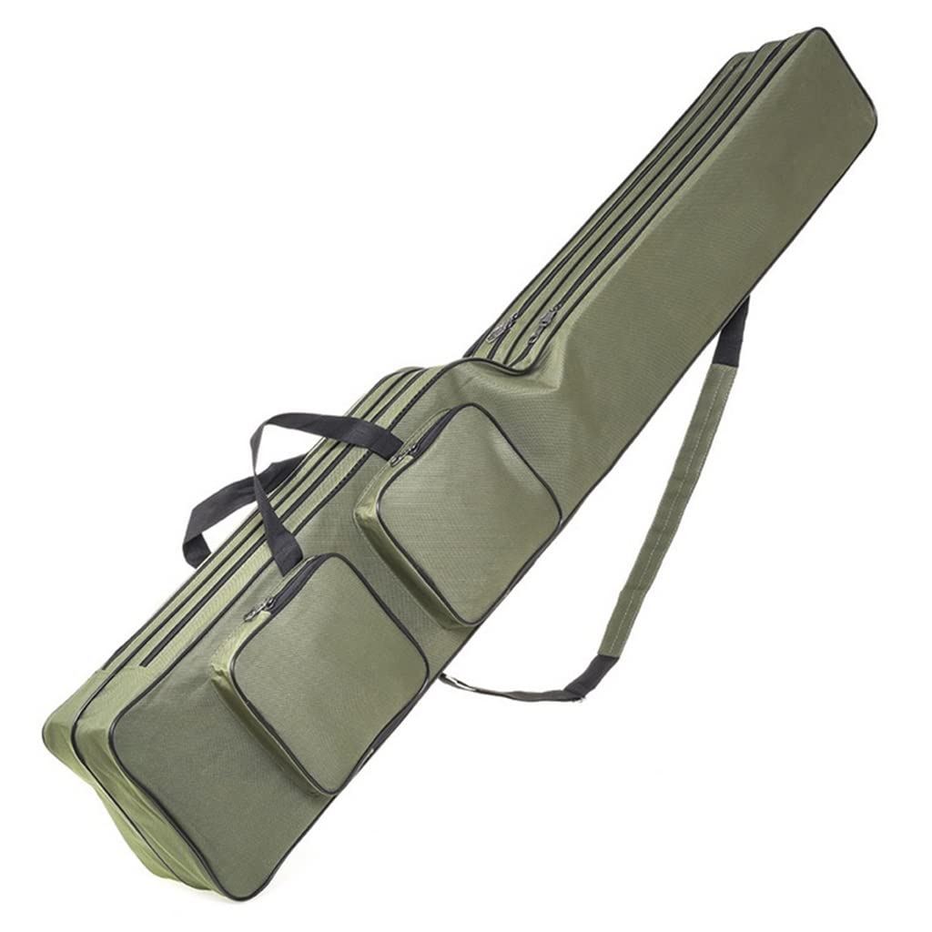 JYDQM 2-Layer 130cm Fishing Rod and Reel Storage Bag - Waterproof Fishing Pole Case with Tackle Organizer for Saltwater & Freshwater Fishing (Green) - Perfect for Boat, Shore, and Travel Fishing Gear Protection