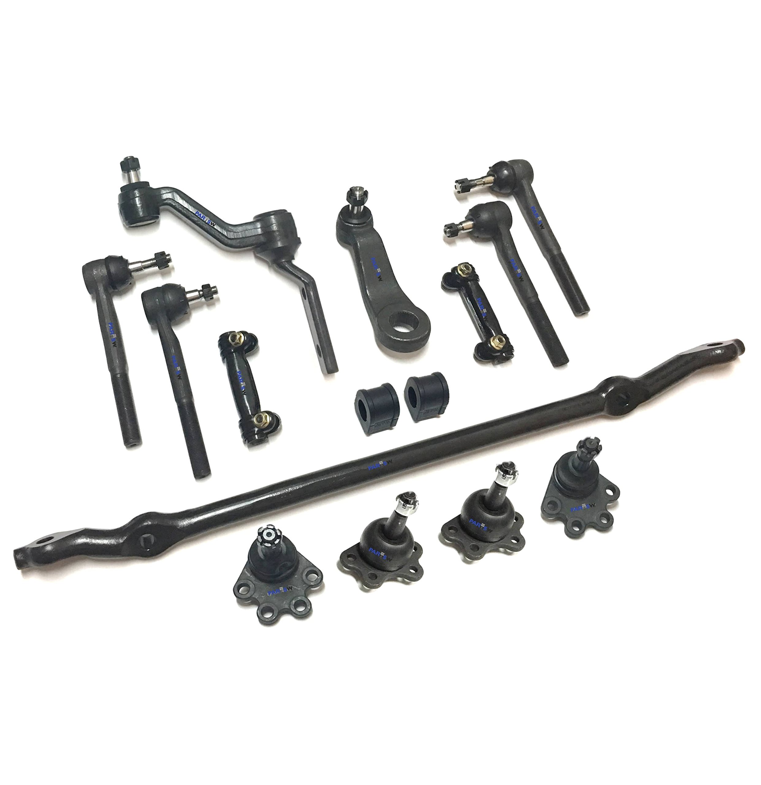 15-Piece Complete Suspension Kit for Chevrolet K1500 - Center Link, Adjusting Sleeves, Tie Rod Ends, Stabilizer Bar Bushings, Upper & Lower Ball Joints, Idler & Pitman Arms - Perfect for Off-Roading, Truck Maintenance & Suspension System Repair