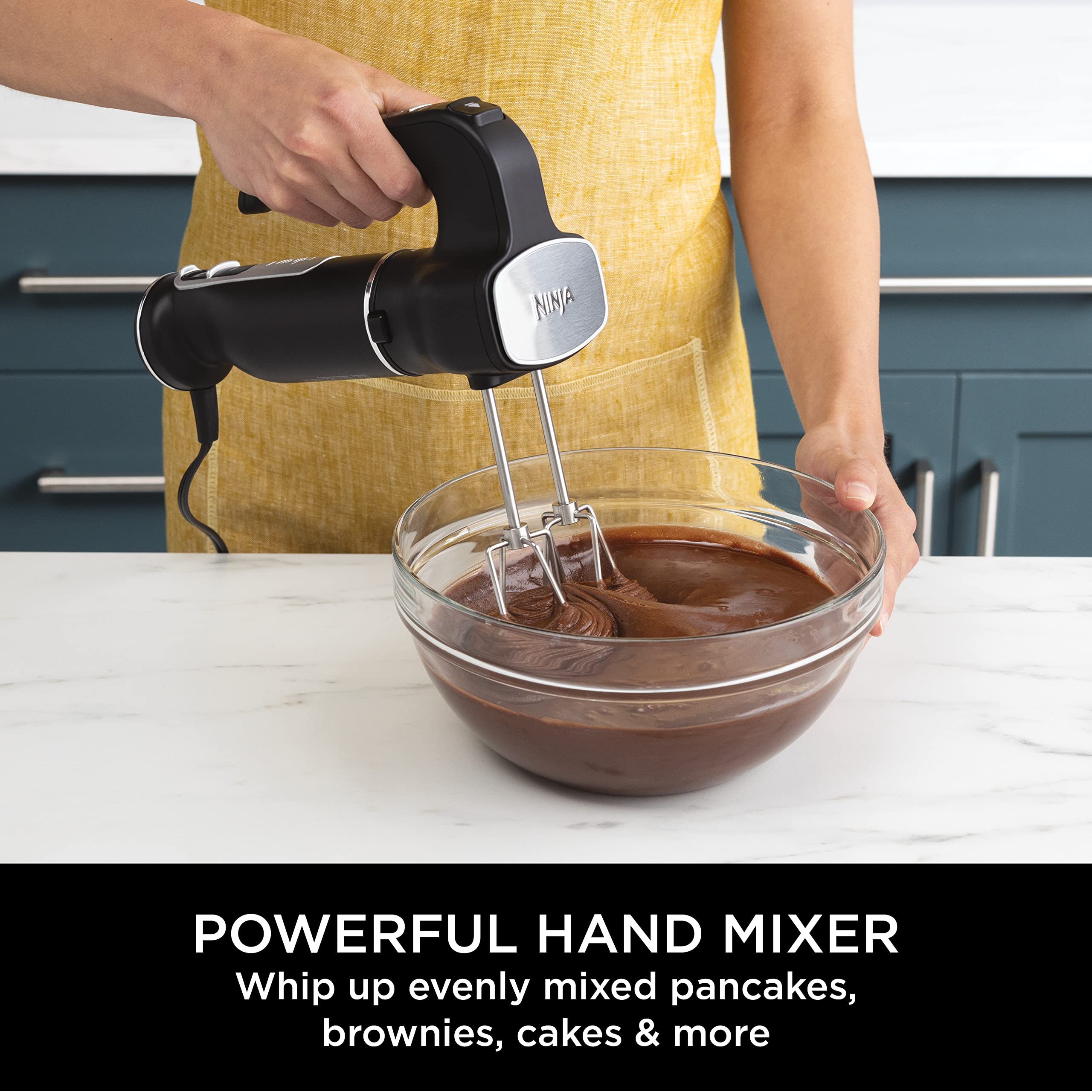 Ninja Foodi 2-in-1 Hand Blender & Mixer - 850W Immersion Blender with Food Processor, 5 Mixing Speeds & 2 Blending Speeds - Includes 2 Attachments & 1.5m Cord (Black) - Perfect for Smoothies, Soups, Baking & Meal Prep