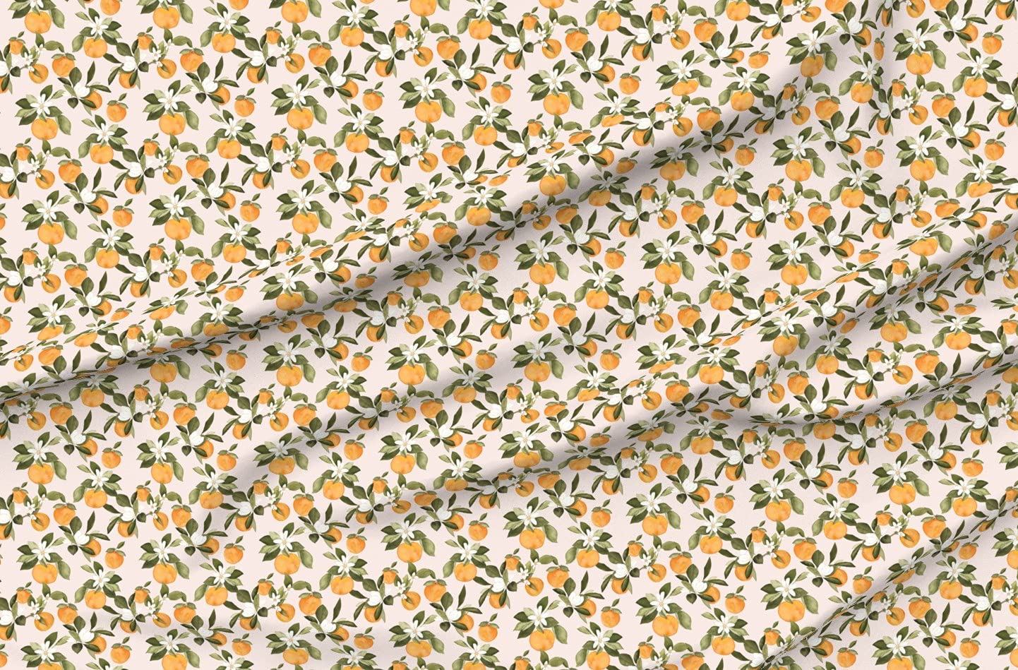 Orange Blossom Pink Citrus Printed Cotton Fabric by The Yard - Spring Summer Floral Pattern for Sewing, Quilting, Apparel, Home Decor & DIY Crafts | Perfect for Dresses, Curtains, Pillows & Table Runners