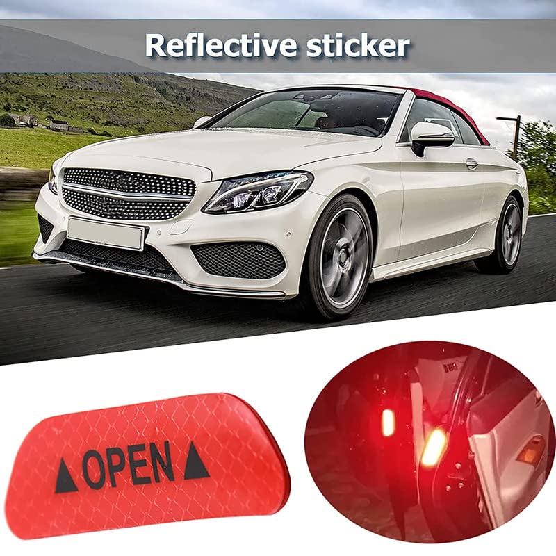 Mr Fix® 4-Pack Red Reflective Car Door Safety Warning Stickers - Universal Fit for Maruti Swift & Other Vehicles - Enhance Nighttime Visibility for Parking Lots & Roadside Emergencies