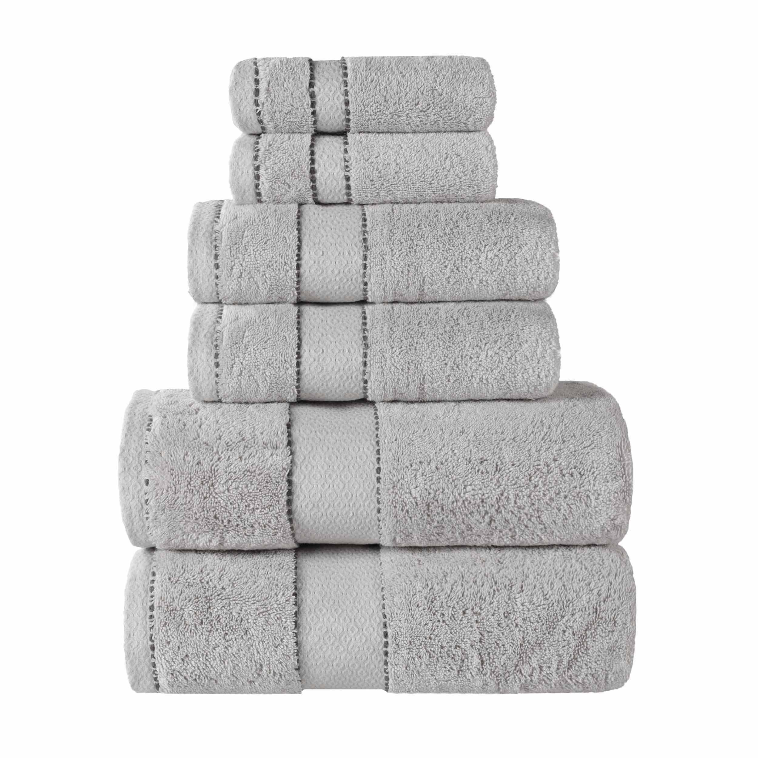 Premium 6-Piece Giza Cotton Dobby Towel Set - Ultra Absorbent, Egyptian Made - Perfect for Bathroom, Spa & Luxury Home Use