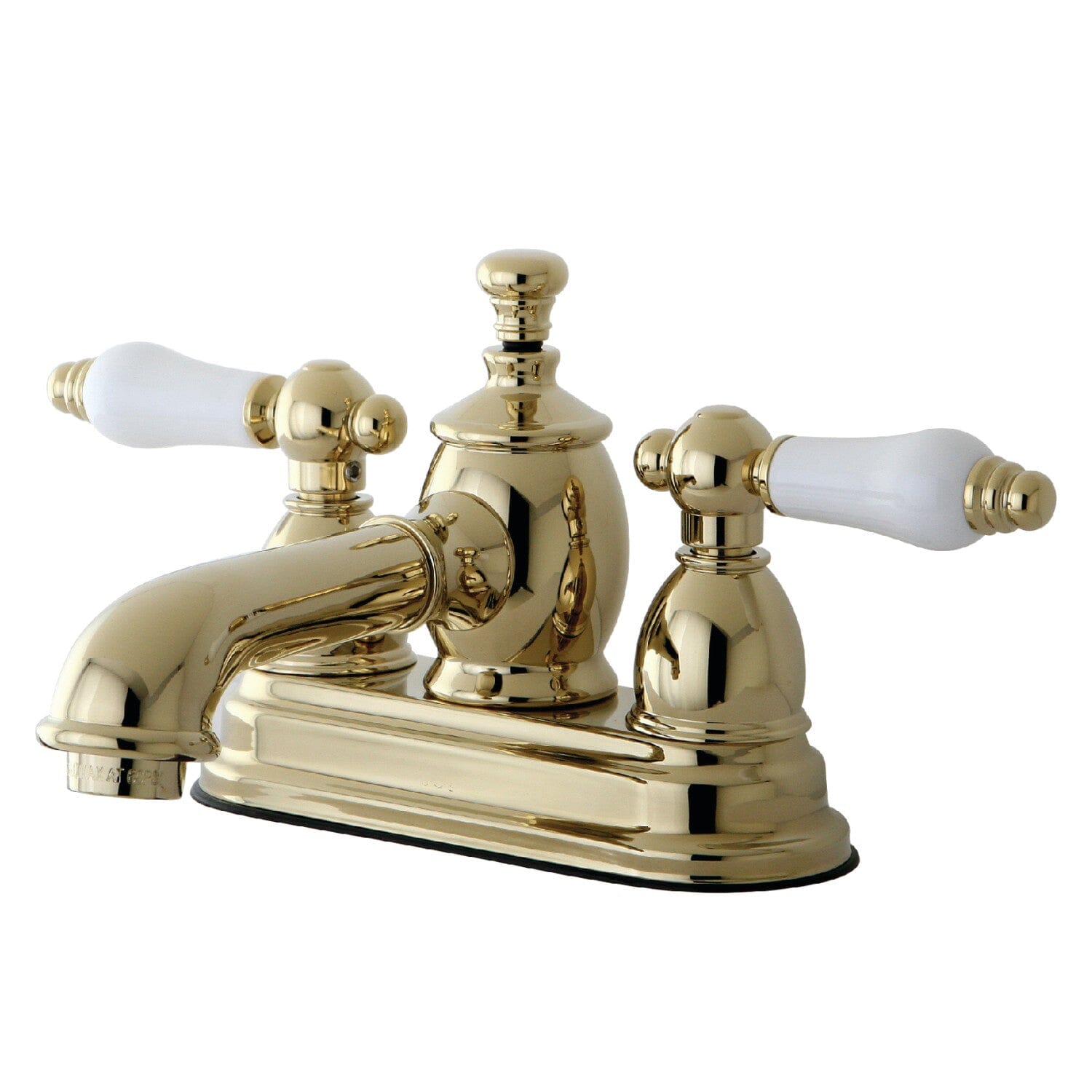 English Country Style Double Handle 3-Hole Deck Mount 4-Inch Centerset Bathroom Faucet with Brass Pop-Up Drain - Perfect for Vintage & Traditional Bathroom Renovations