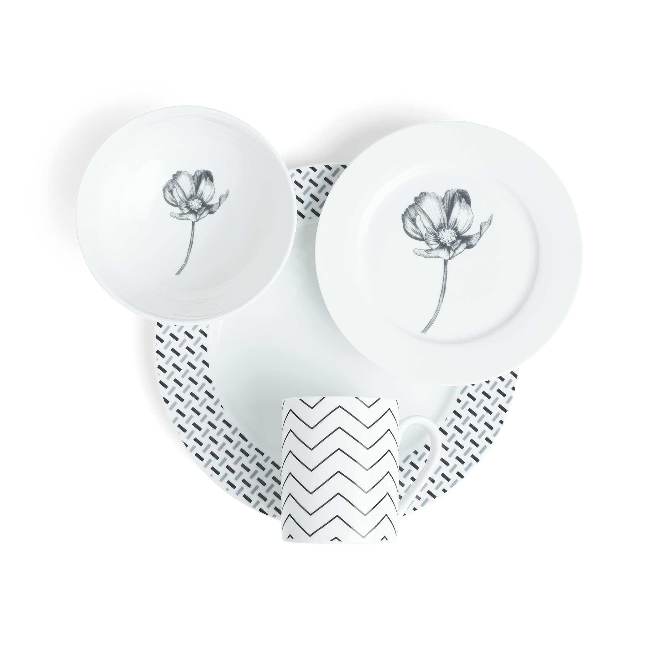 Portmeirion Spode Home Stella 16-Piece Dinnerware Set - Elegant Bone China for Formal Dining & Entertaining