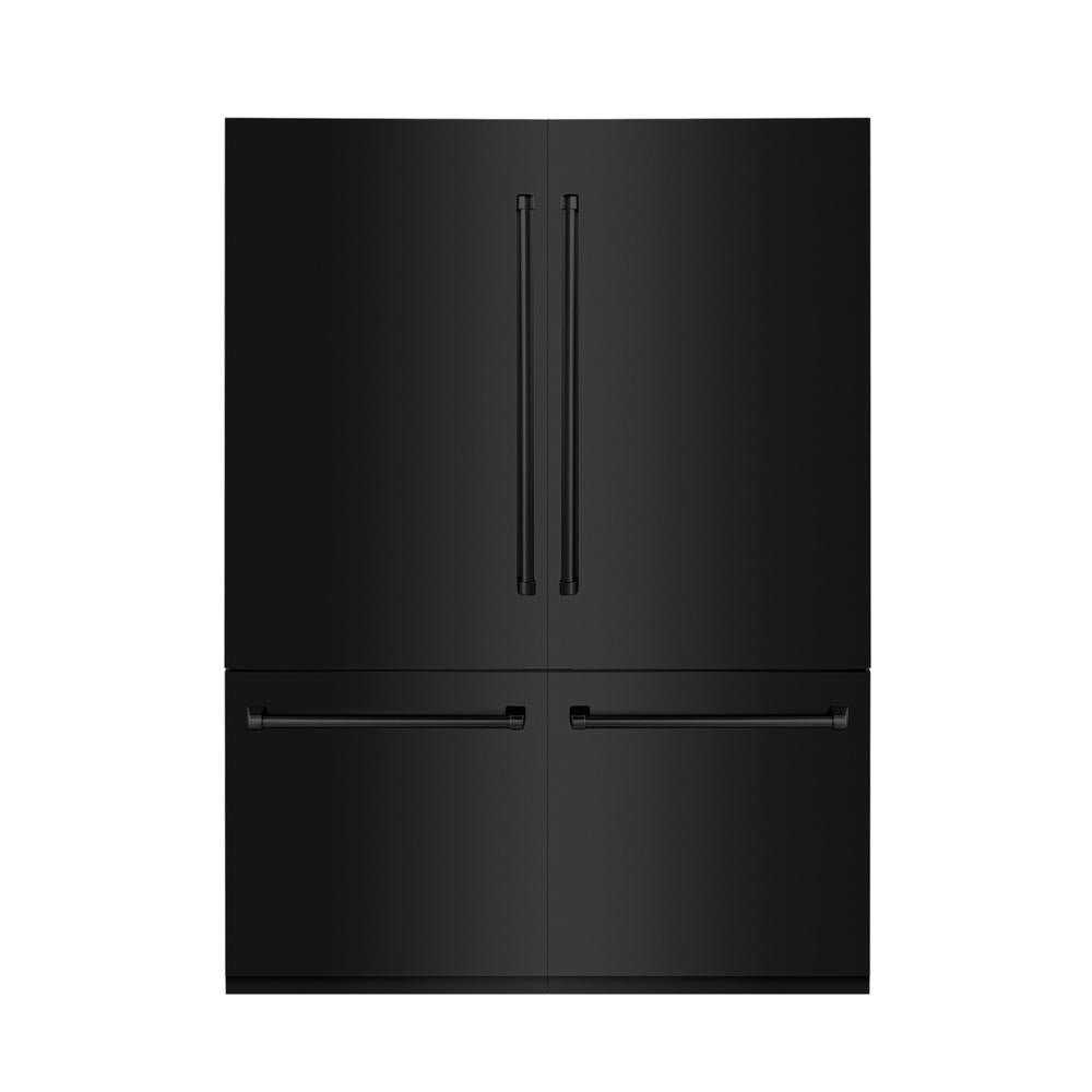 ZLINE 60 Inch 32.2 Cu Ft French Door Built-In Bottom Freezer Refrigerator with Water Dispenser & Ice Maker - Black Stainless Steel (RBIV BS 60) for Modern Kitchen & Open Concept Homes