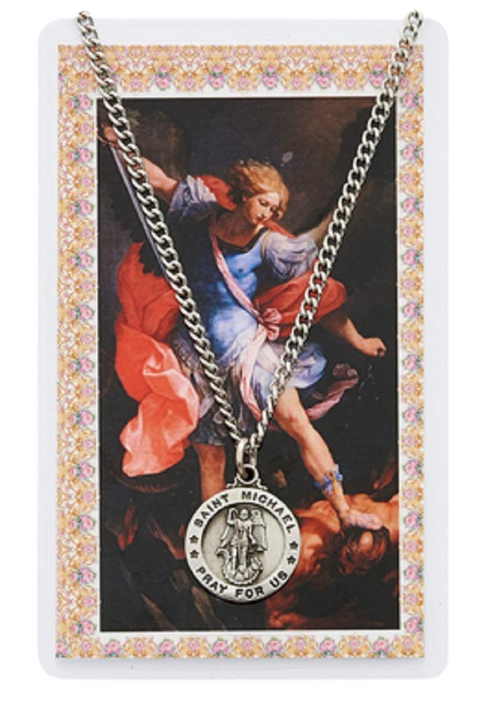 St. Michael Archangel Laser Cut Medal Necklace with Holy Card - Religious Jewelry for Protection, Faith & Devotion | Perfect for Gifts, Baptism & Daily Wear