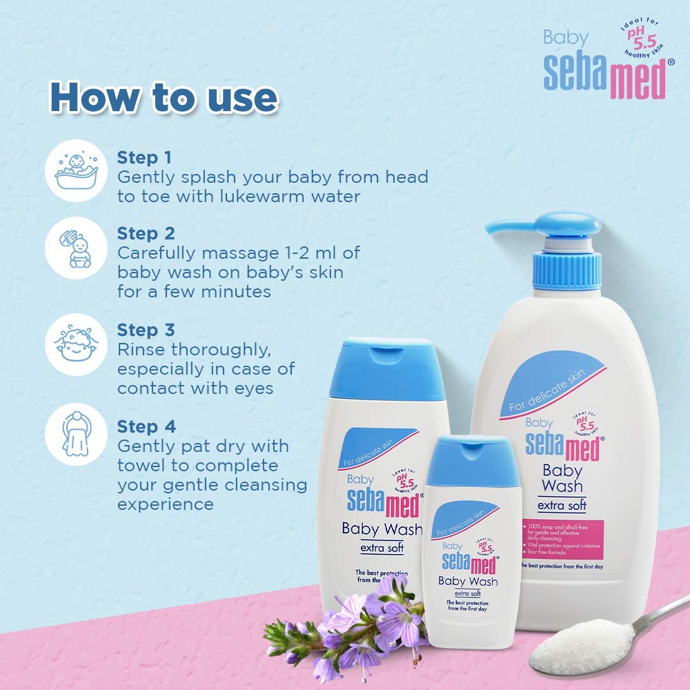Sebamed Gentle Baby Shampoo & Wash Set - 50ml Each - pH 5.5 Balanced for Sensitive Skin - Tear-Free Formula for Newborns & Kids - Perfect for Bath Time & Daily Baby Care Routine