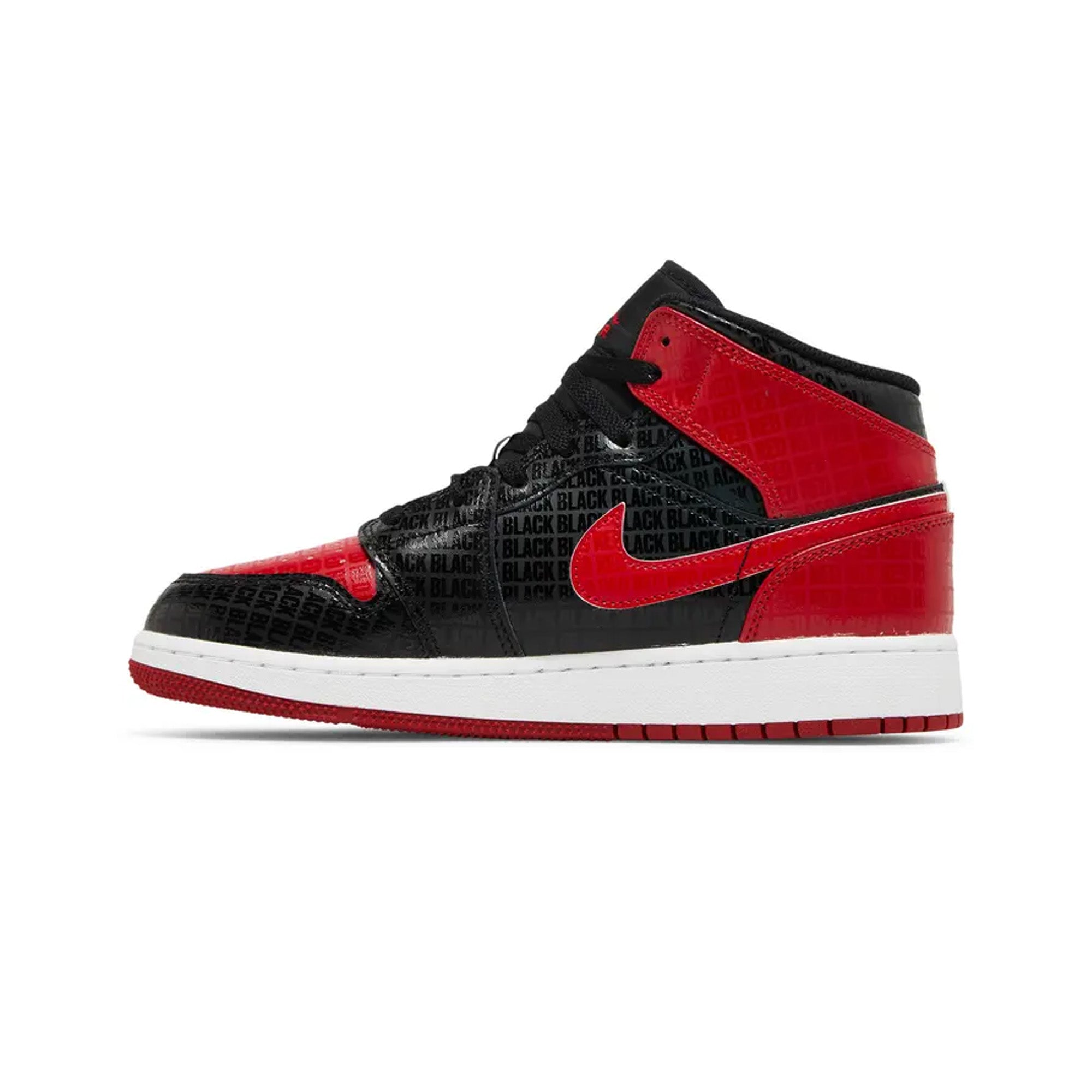 Air Jordan 1 Mid SS 'Bred Text' GS Sneakers for Girls (2022) - Stylish Basketball Shoes for School, Sports & Street Fashion