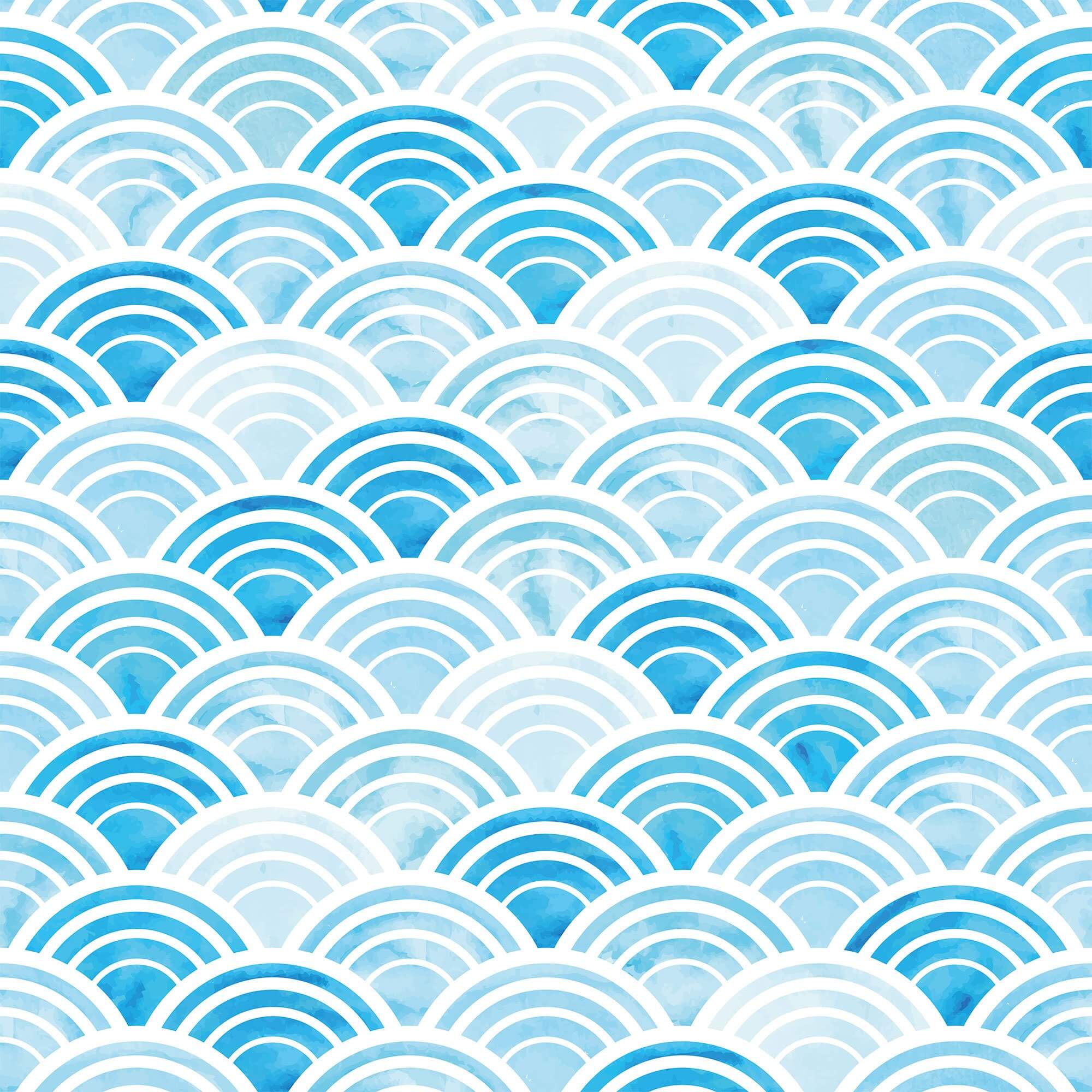 Blue and White Geometric Circles Peel and Stick Removable Wallpaper - Self-Adhesive Decorative Wall Covering for Bedroom, Living Room, Nursery & Home Office