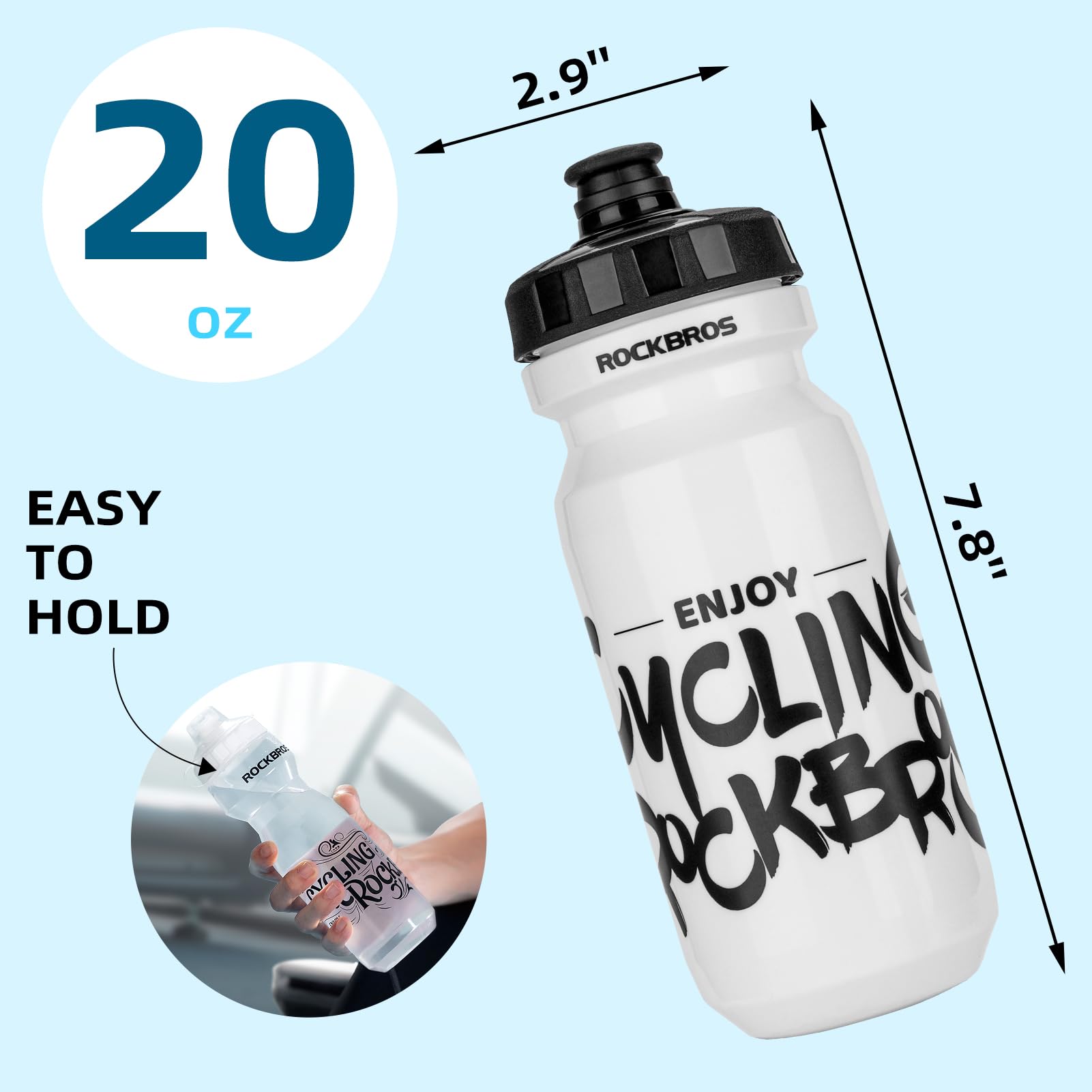 ROCKBROS 20-25oz BPA-Free Cycling Water Bottle for Road Bikes & MTB