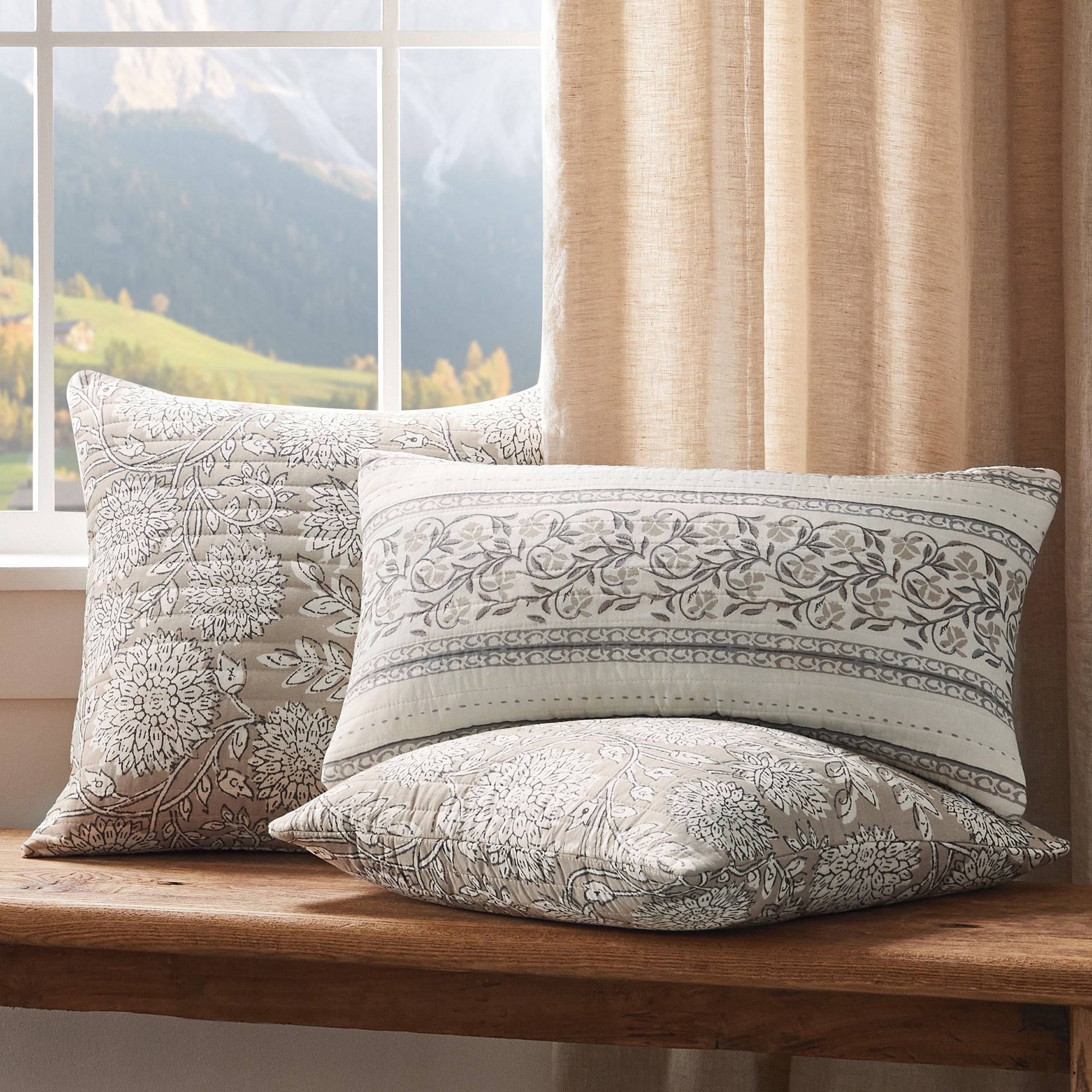 Adare Taupe Quilted Square Pillow - Soft Decorative Throw Pillow for Sofa, Bed, Couch - Perfect for Living Room, Bedroom & Home Decor
