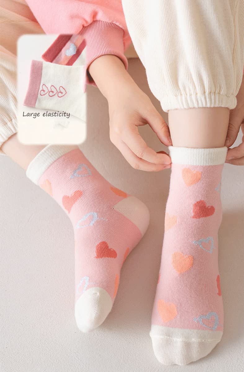 Toptim Kids Girls' Crew Socks - Cute Casual Cotton Socks for School & Play (3-12 Years) - Perfect for Everyday Wear, Dress Up & Sports Activities