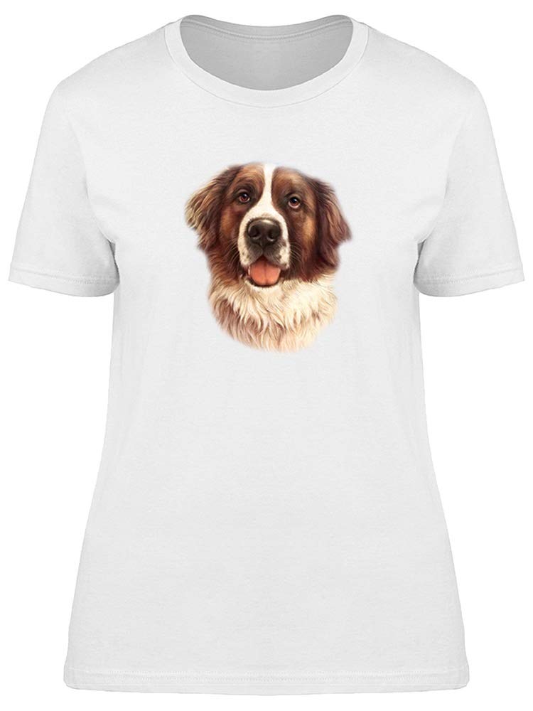 Stylish Watercolor St. Bernard Dog T-Shirt for Women - Soft Cotton Casual Tee for Dog Lovers, Outdoor Activities & Everyday Wear