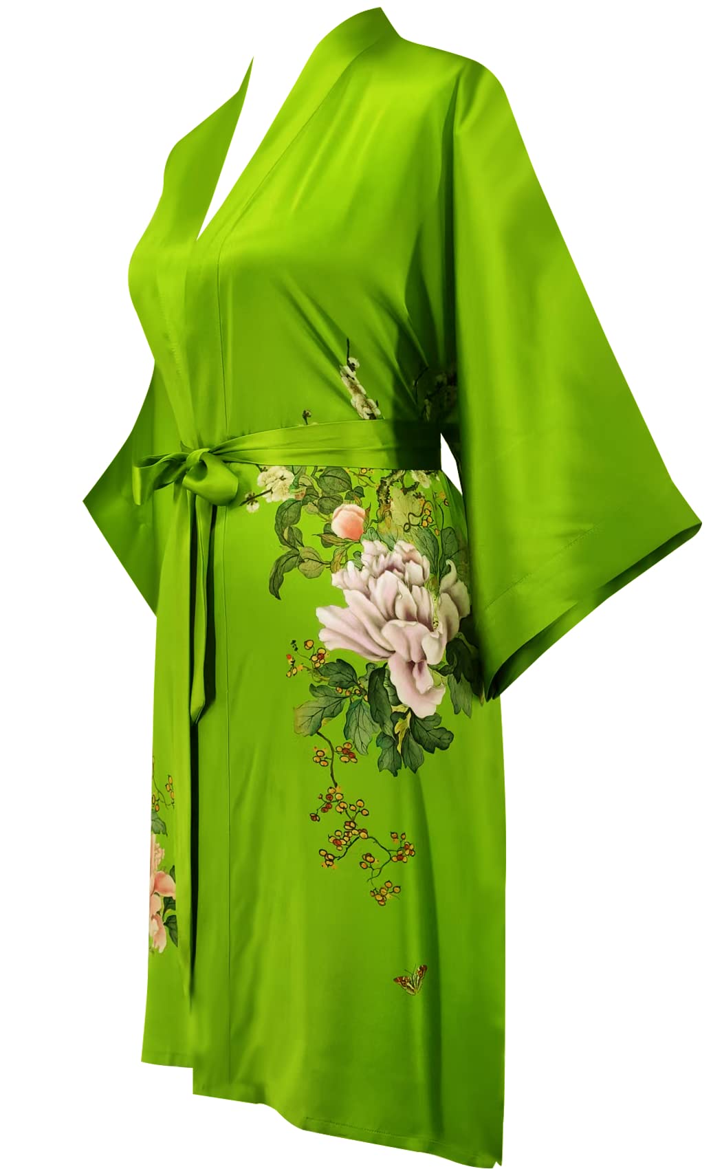 Women's 100% Silk Kimono Robe - Short Sleeve Bathrobe & Pajama Set | Perfect for Spa Days, Lounging at Home & Bridal Party Gifts