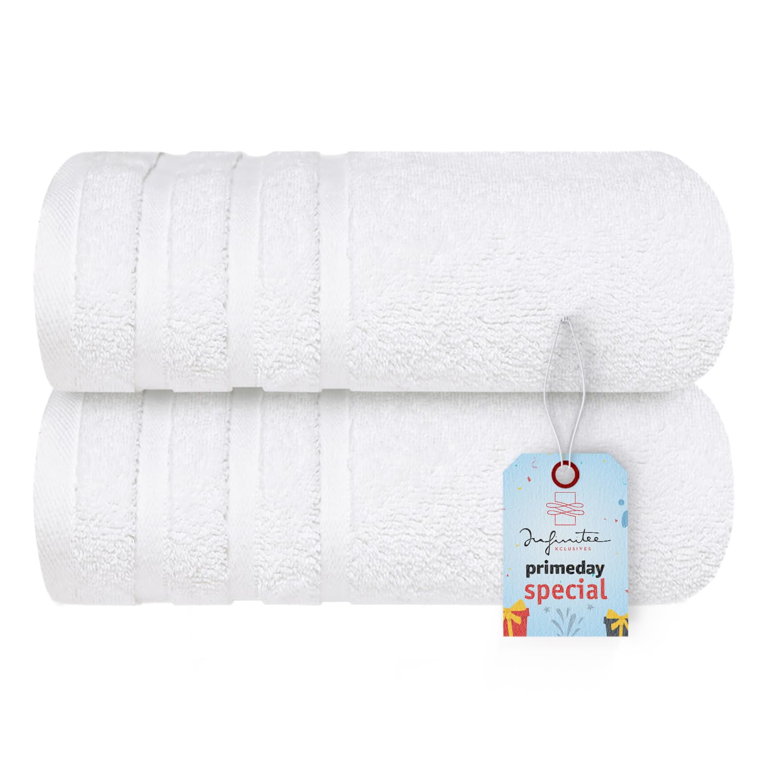 Luxury 700 GSM 100% Cotton Bath Towels Set of 2 - Ultra Soft & Highly Absorbent 27x54 Inches White Bathroom Towels | Hotel & Spa Quality for Home, Gym, Beach & Travel by Infinitee Xclusvies