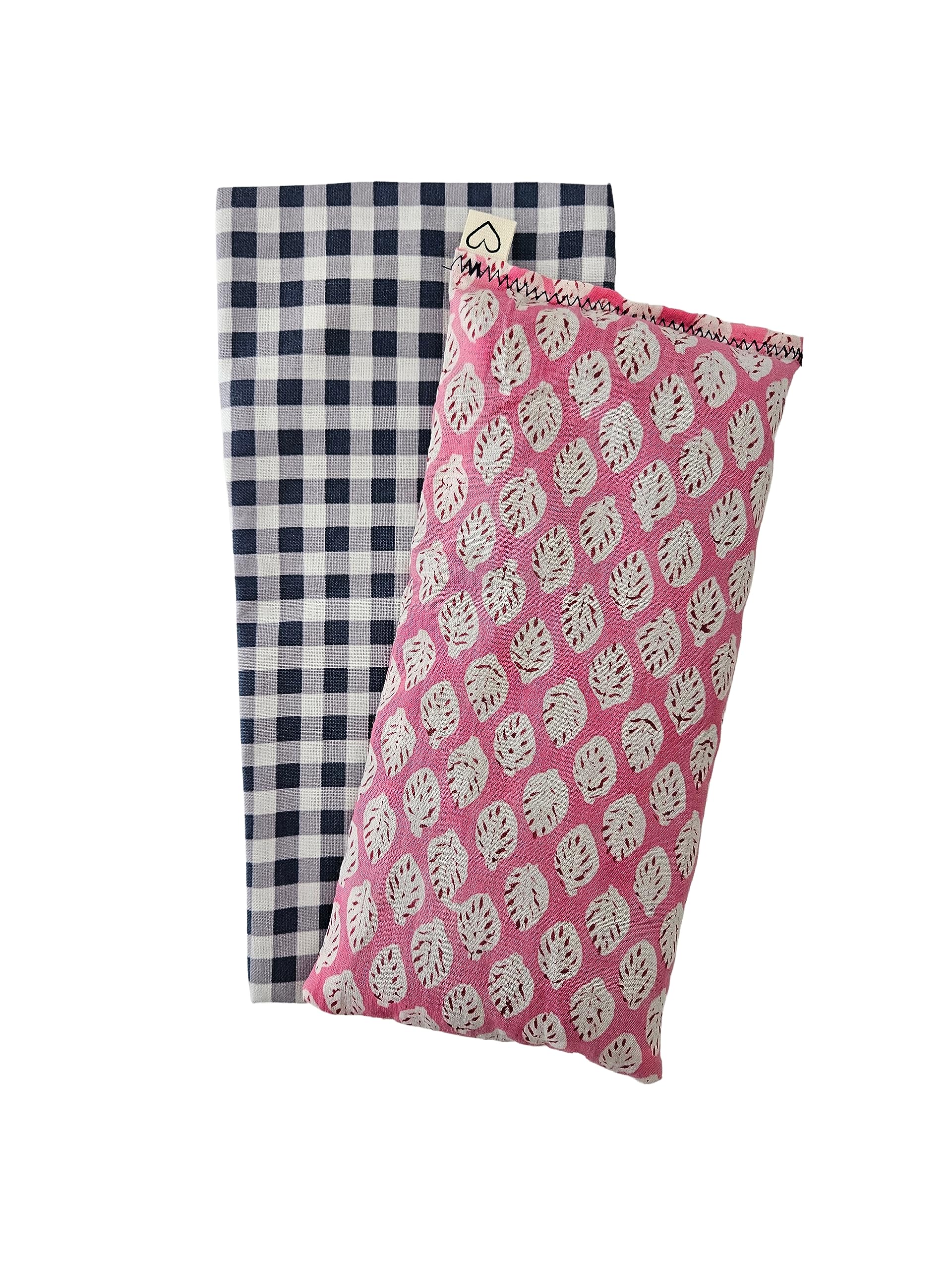 Lavender Scented Flaxseed Eye Pillow with Washable Cotton Cover - 4 x 8.5 Inches - Soothing Relaxation for Stress Relief & Sleep Aid - Perfect for Yoga, Meditation, Travel & Spa Days - Pink Paisley Leaf Design