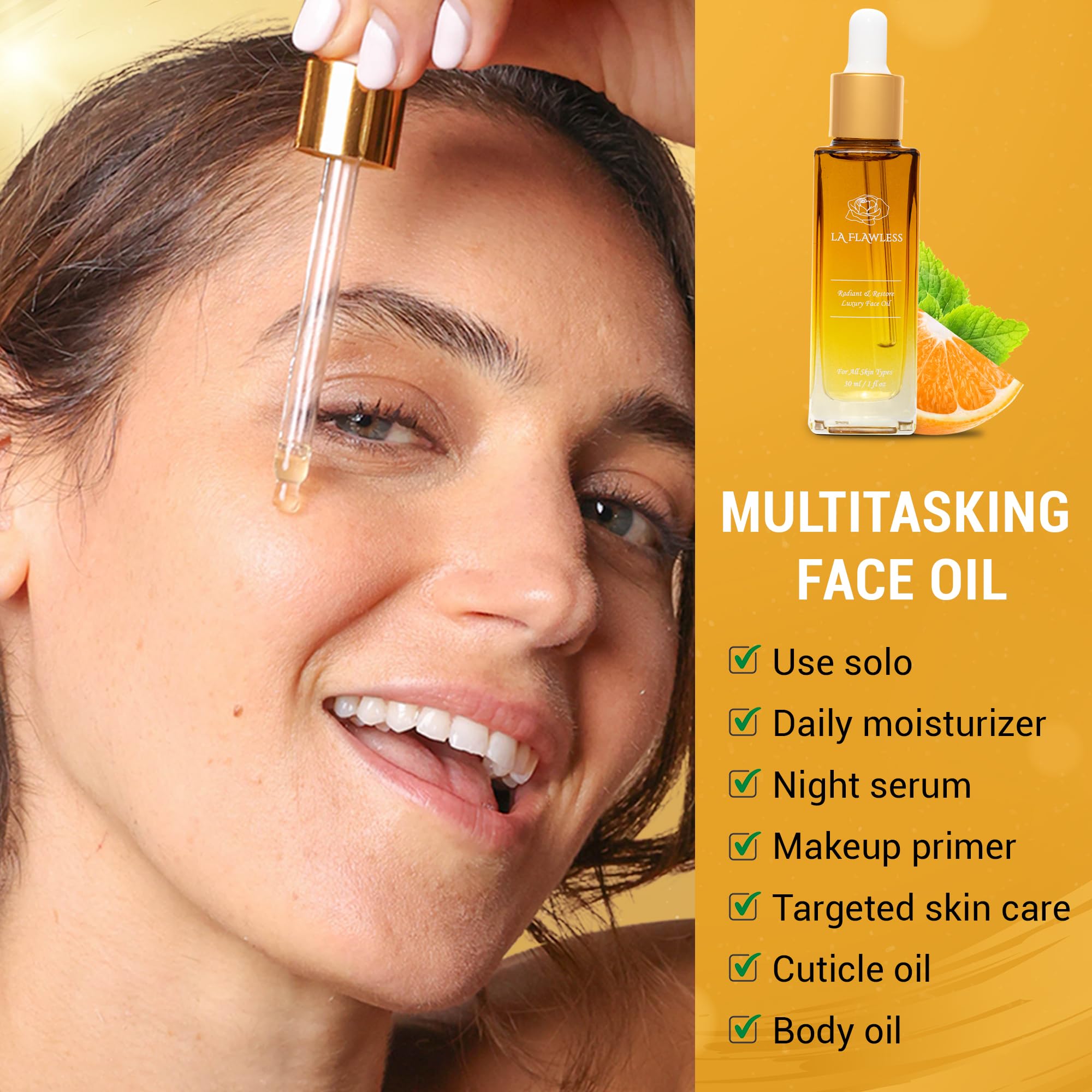 Radiant & Restore Organic Luxury Face Oil - Lightweight Moisturizing Oil for Dry Skin, Anti-Aging, Hydration & Even Skin Tone - Perfect for Night Routine & Daily Skincare Regimen