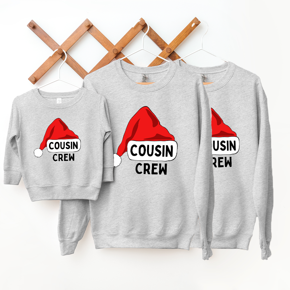 Cousin Crew Santa Matching Christmas Sweatshirts - Family Holiday Outfits for Christmas Photos & Festive Gatherings