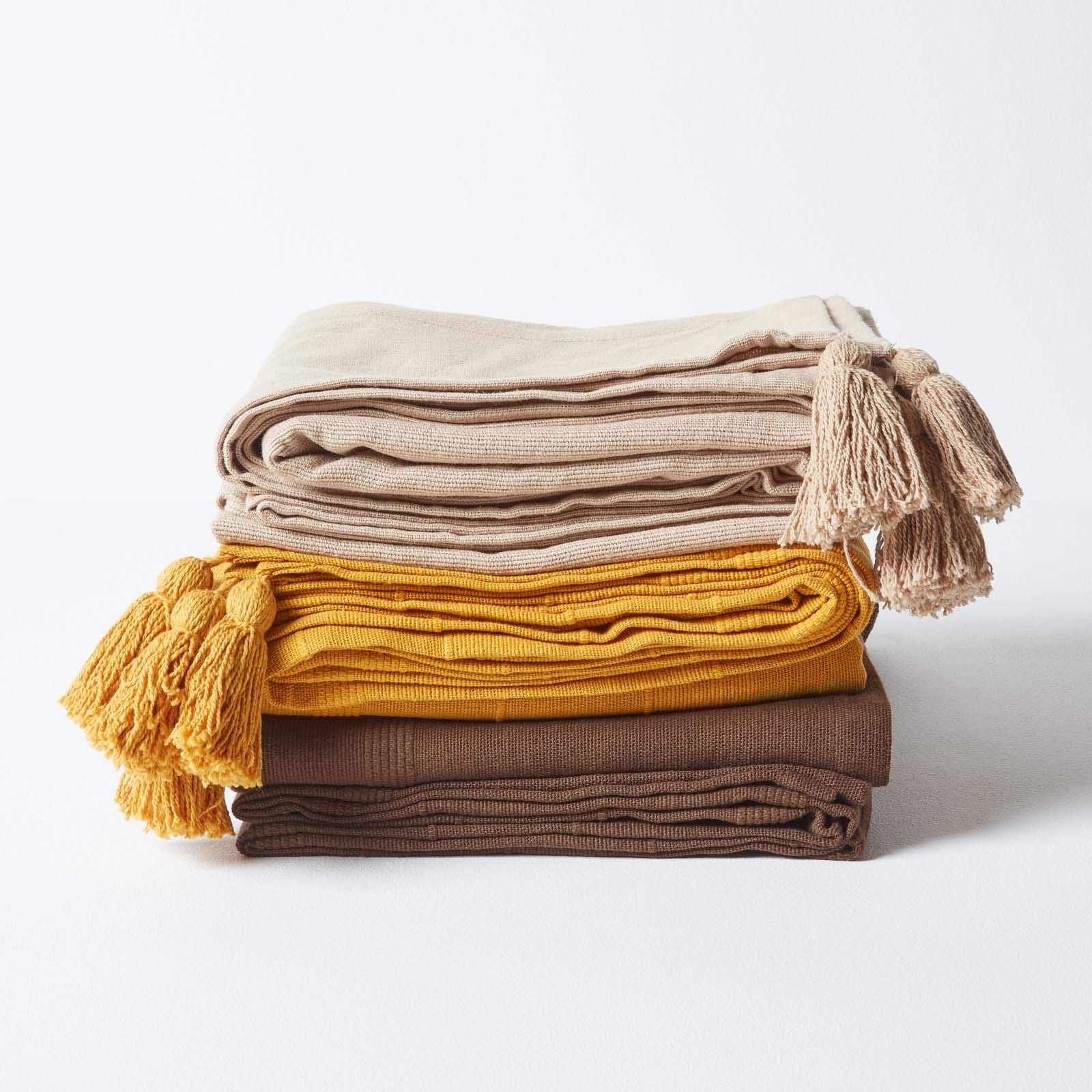 Rajput Ribbed Throw Blanket - 90 x 100 Inches - Handmade 100% Cotton Beige Sofa Cover - King Size Bedspread for Double Bed - Machine Washable & Easy Care - Perfect for Living Room Decor, Bedroom Coziness & Home Styling