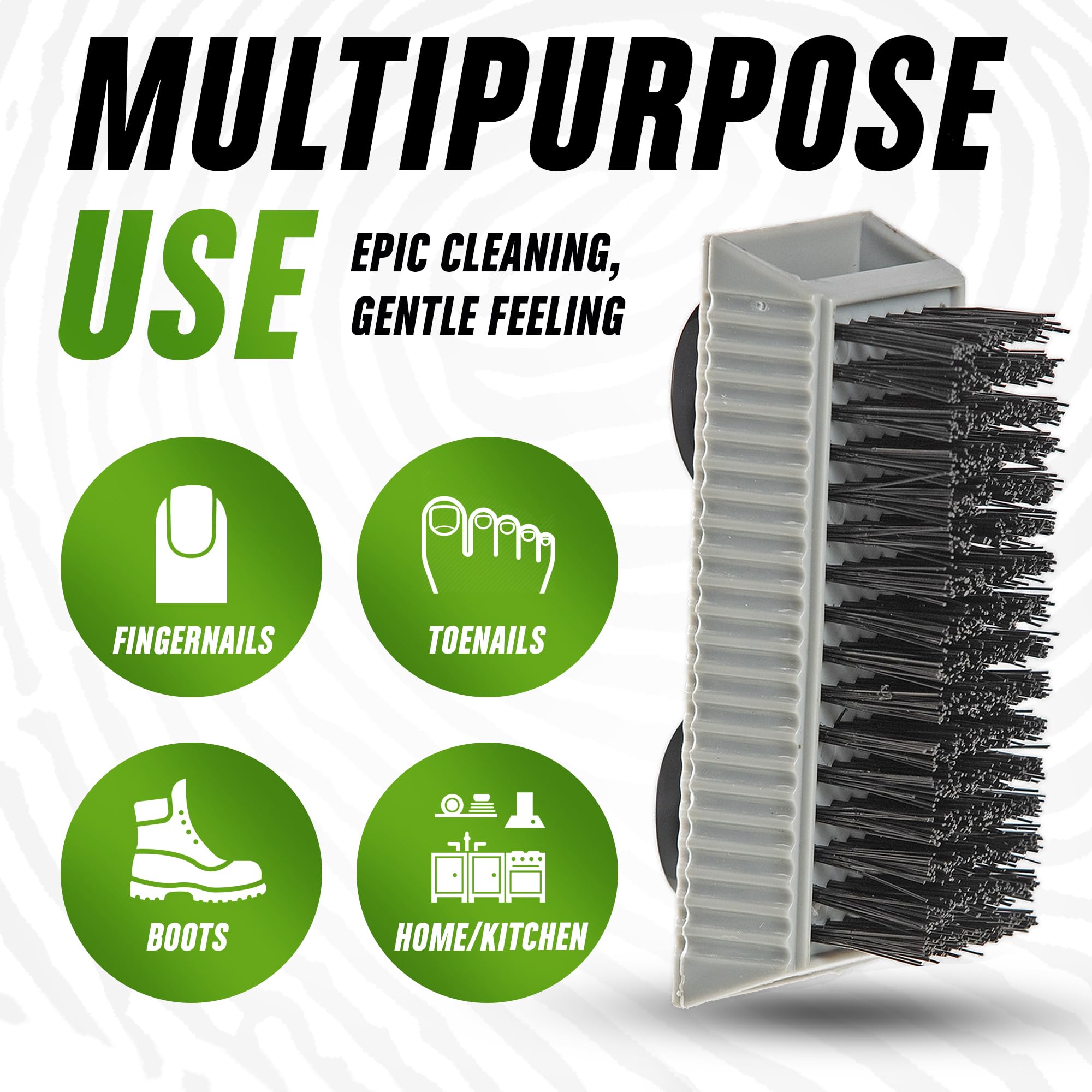 Heavy Duty Nail Brush for Cleaning Hands & Under Nails - Grip Clean Mechanical Nail Brush for Men & Women - Perfect for Mechanics, Gardeners & Healthcare Workers