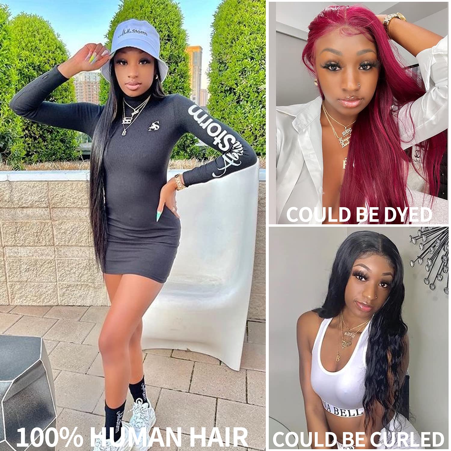 32 Inch HD Lace Front Human Hair Wig - 150% Density Straight Glueless Wig with Pre-Plucked 4x4 Closure for Black Women | Natural Look for Daily Wear, Parties & Special Occasions