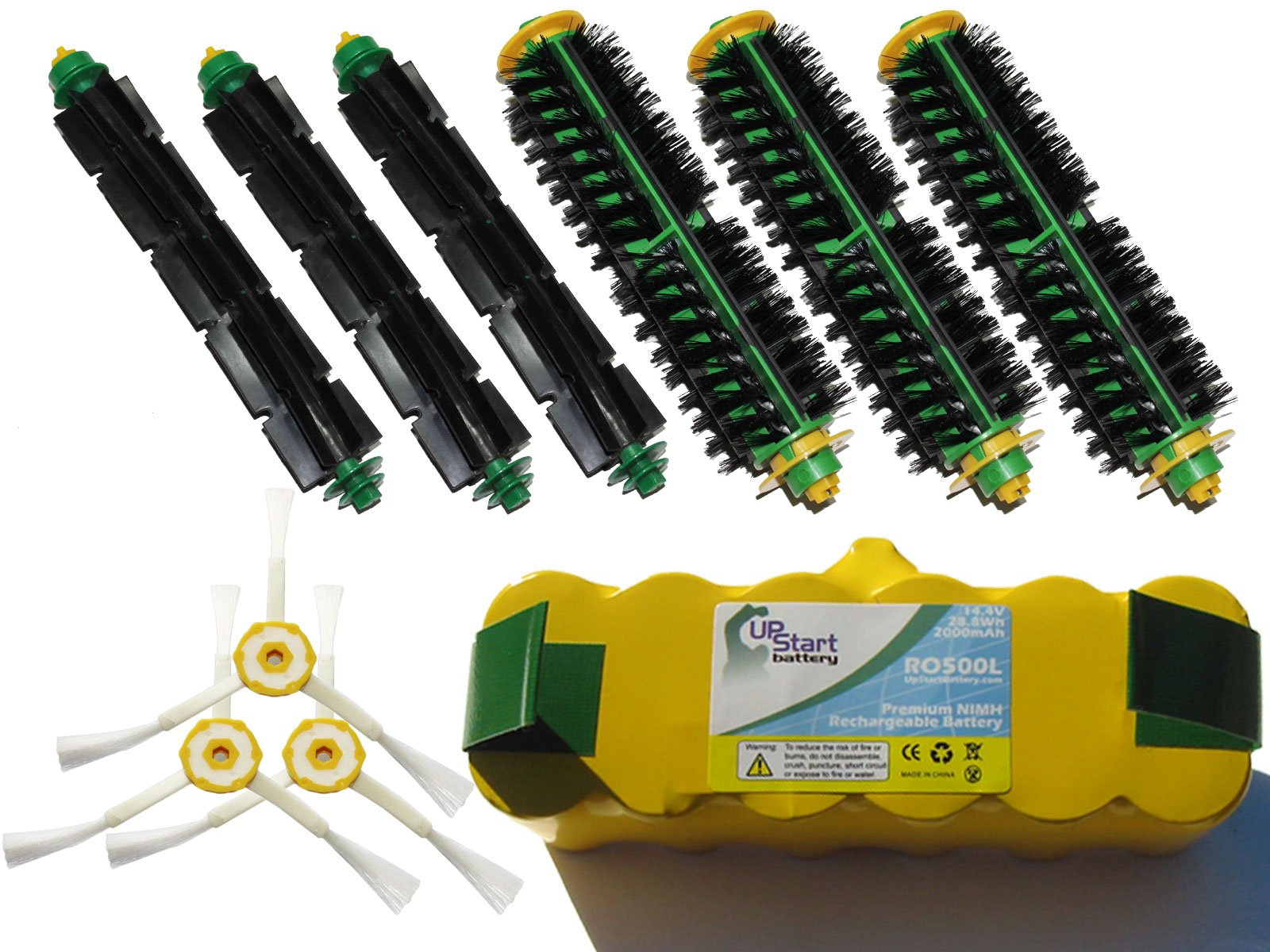 iRobot Roomba 581 Replacement Parts Kit - AeroVac Battery, Bristle Brush, Flexible Beater Brush & 3-Arm Side Brush - Includes 1 Battery, 3 Bristle Brushes, 3 Beater Brushes & 3 Side Brushes - Perfect for Cleaning Pet Hair & Hard Floors