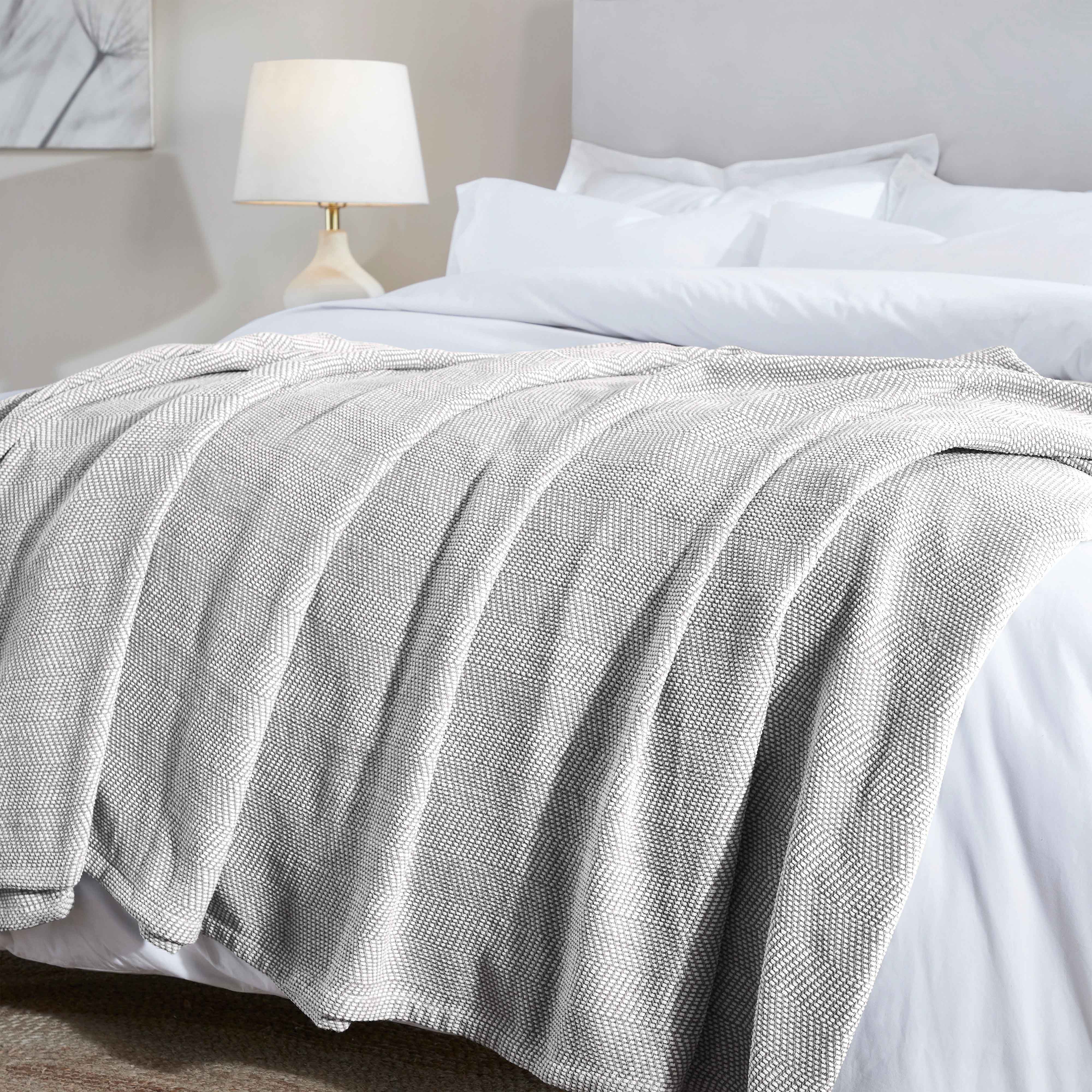 Premium Maya Chenille Herringbone Cotton Blanket - Medium Weight Soft Throw for Bed, Sofa & Couch - Cozy Home Decor for All Seasons