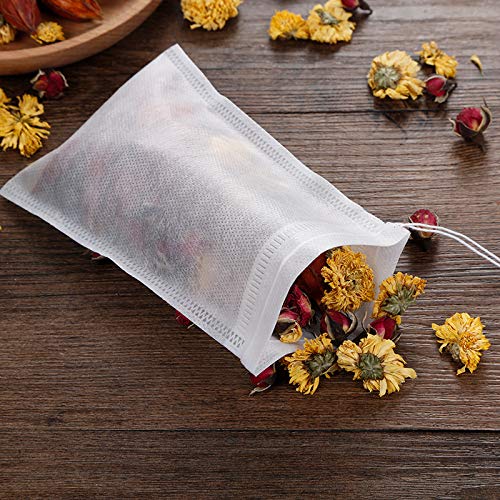 200 Count Empty Tea Bags with Drawstring - Natural Unbleached Filter Bags for Loose Leaf Tea | DIY Herbal Tea, Iced Tea & Gift Packaging | Perfect for Home Brewing, Tea Parties & Small Businesses