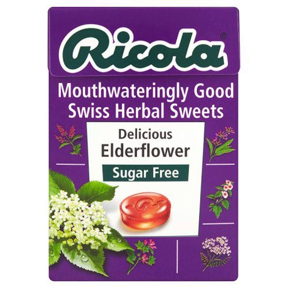 Ricola Elderflower Herbal Cough Drops - 45g Pack - Soothe Throat & Relieve Cough - Perfect for Travel, Work & Home Use