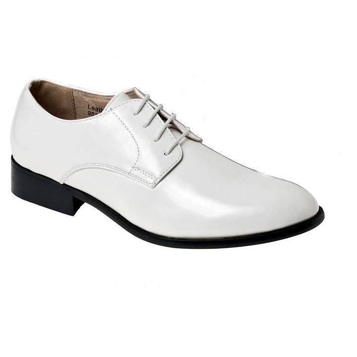 Elegant White Lace-Up Tuxedo Shoes for Men - Formal Dress Shoes for Weddings, Prom & Black Tie Events